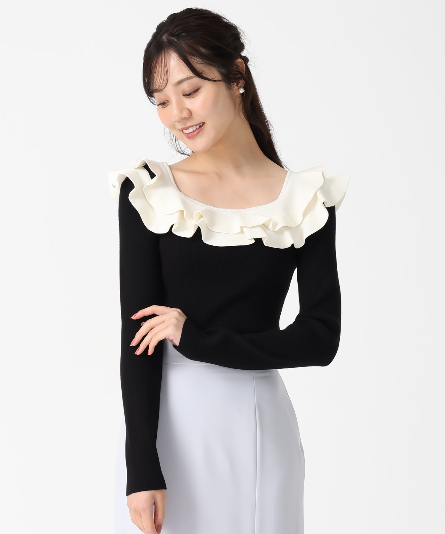 トランテアン ソン ドゥ モード 31 Sons de mode 2031秋冬新作 フリルカラーニット TT538311 （BLACK） BLACK
