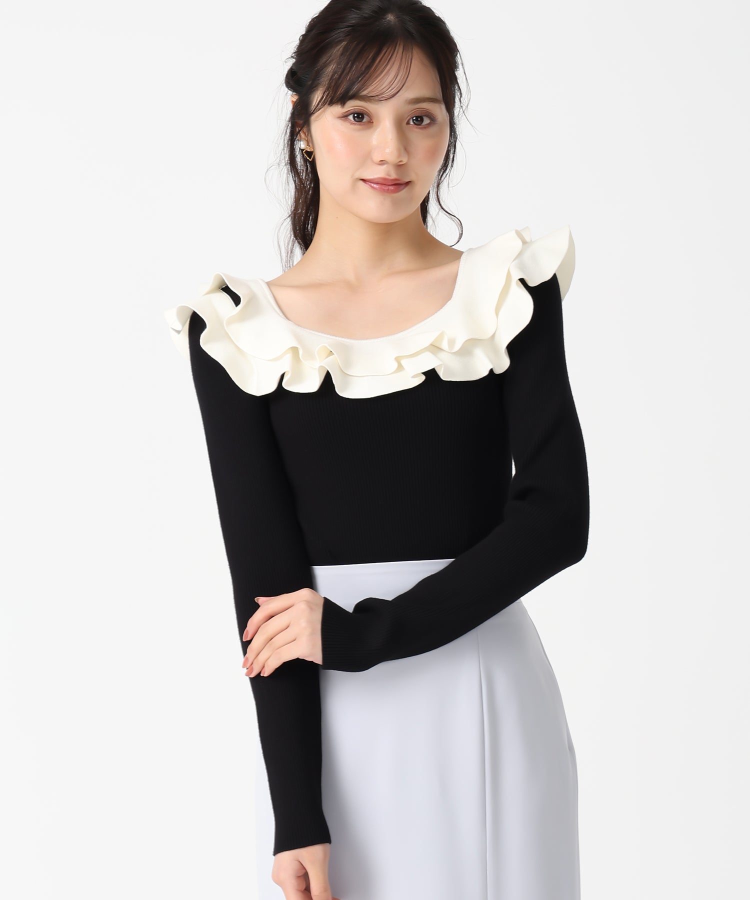 トランテアン ソン ドゥ モード 31 Sons de mode 2031秋冬新作 フリルカラーニット TT538311 （BLACK） BLACK
