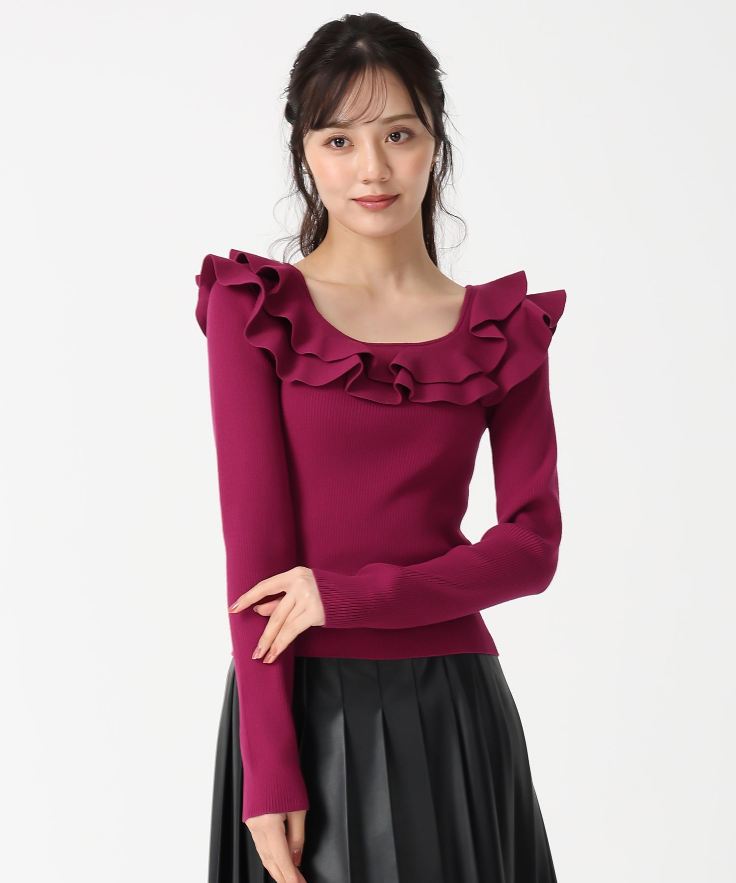 トランテアン ソン ドゥ モード 31 Sons de mode 2031秋冬新作 フリルカラーニット TT538311 （BLACK） BLACK