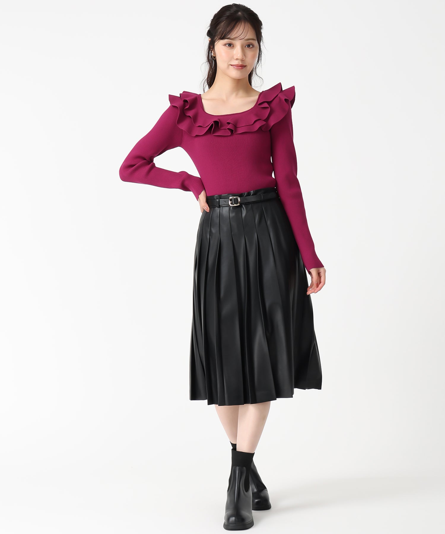 トランテアン ソン ドゥ モード 31 Sons de mode 2031秋冬新作 フリルカラーニット TT538311 （BLACK） BLACK