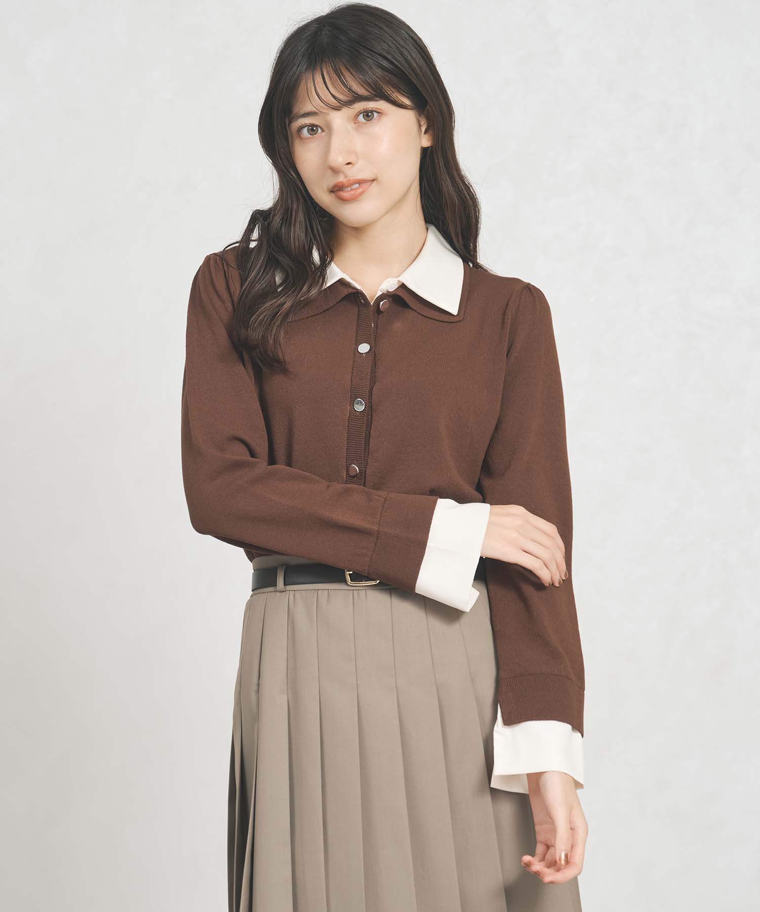 トランテアン ソン ドゥ モード 31 Sons de mode WEB限定 レイヤード衿付きニット TT558301 （BROWN） BROWN