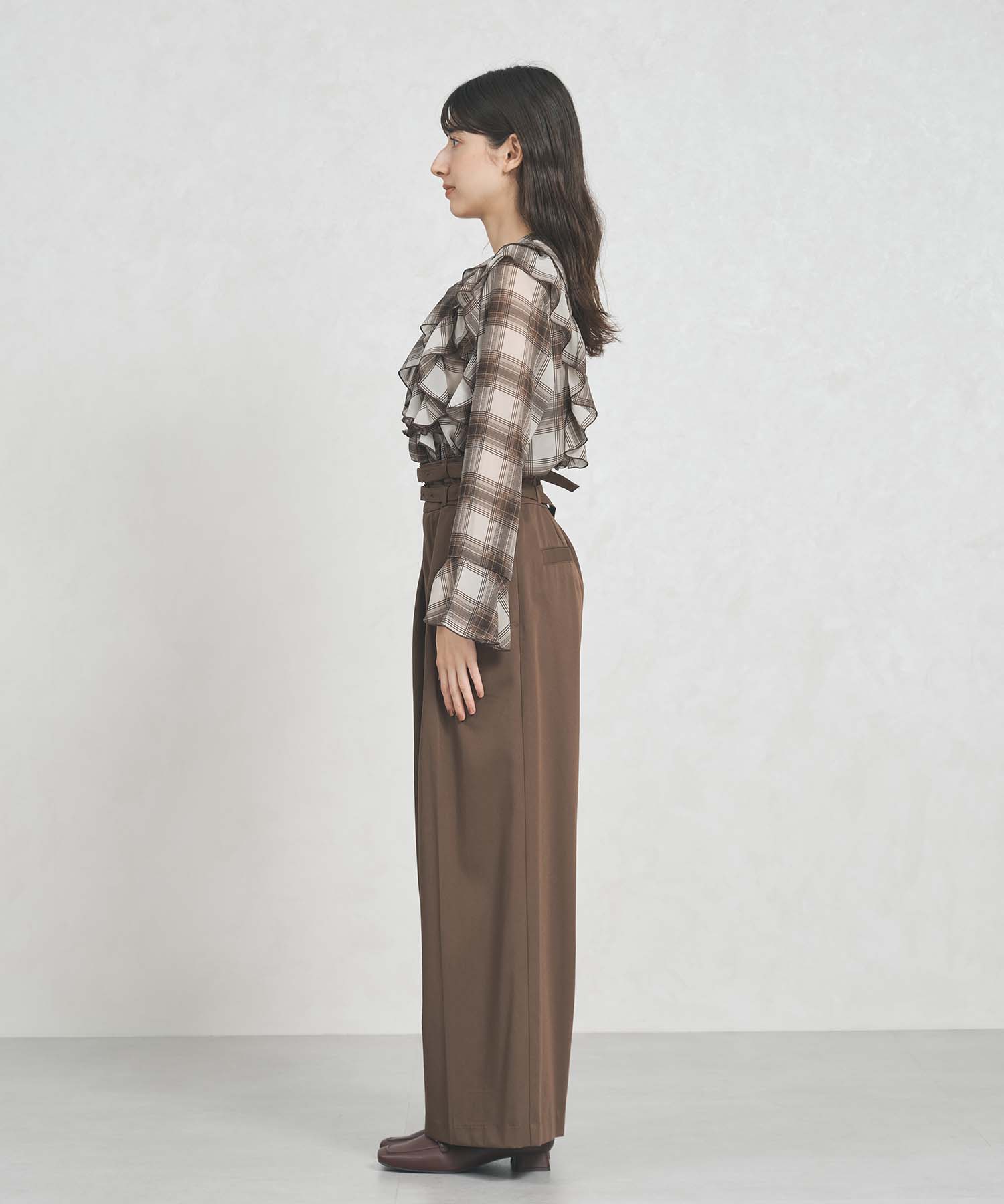 トランテアン ソン ドゥ モード 31 Sons de mode WEB限定 フリルチェックブラウス TT558103 （BROWN） BROWN