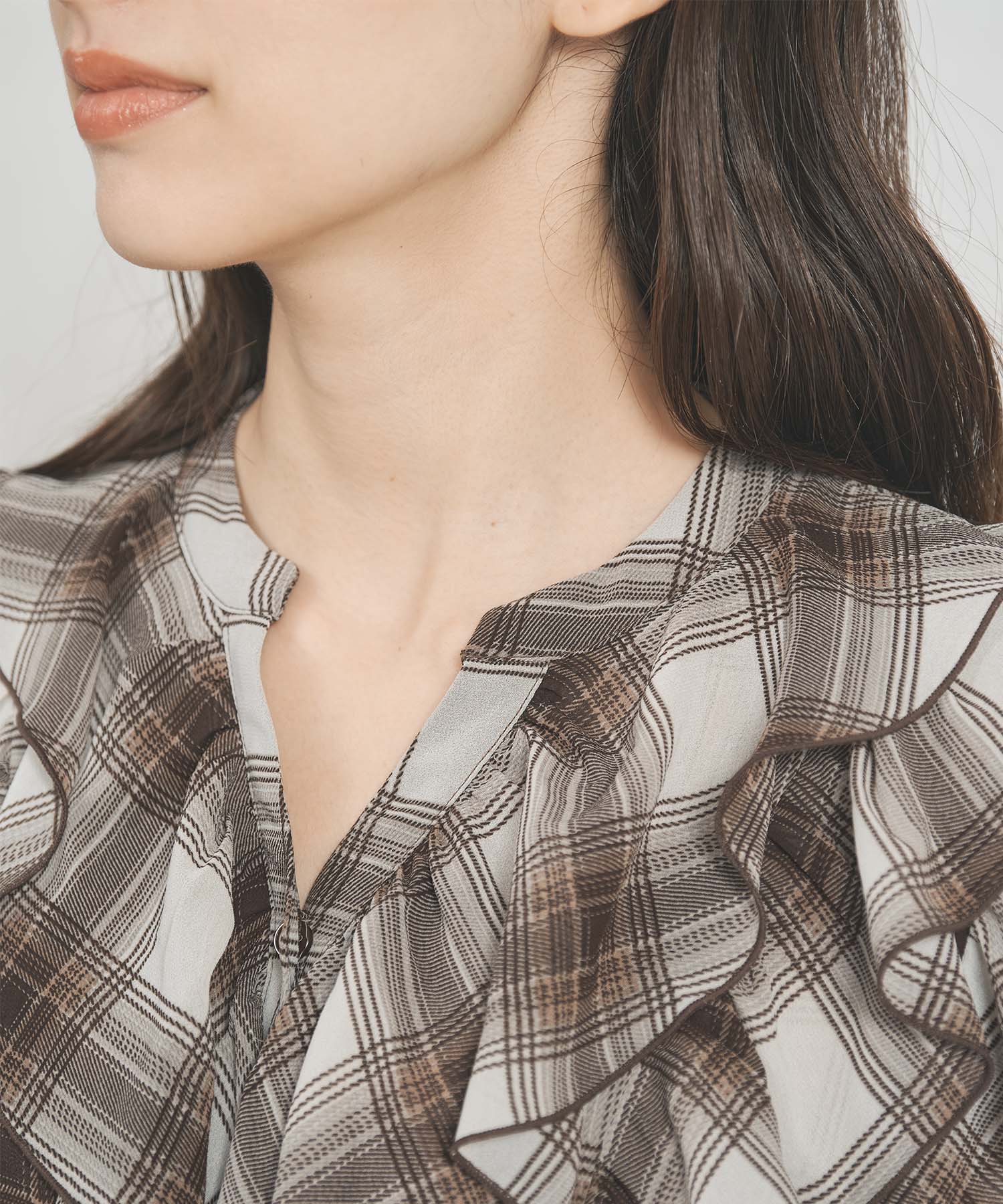 トランテアン ソン ドゥ モード 31 Sons de mode WEB限定 フリルチェックブラウス TT558103 （BROWN） BROWN