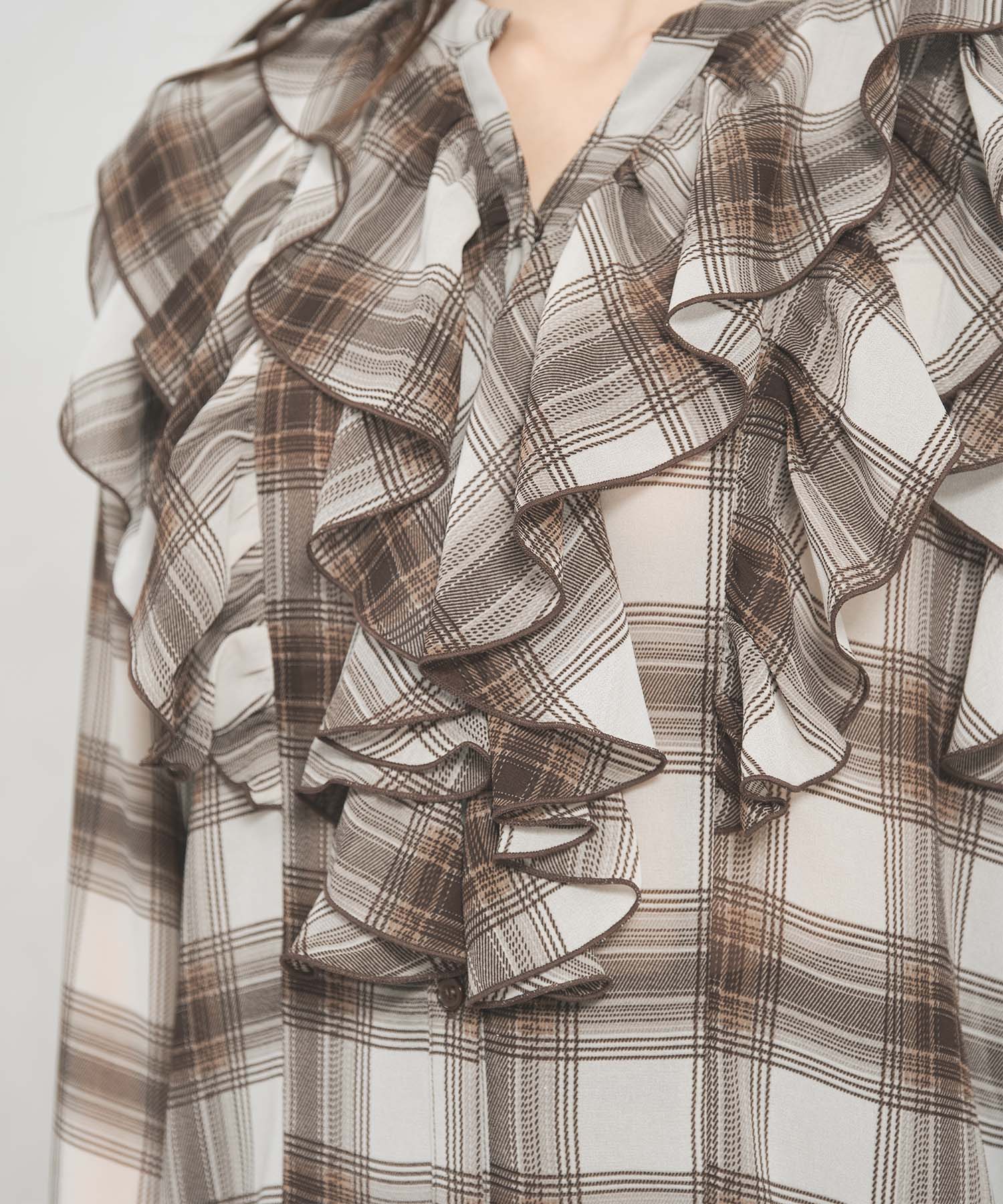 トランテアン ソン ドゥ モード 31 Sons de mode WEB限定 フリルチェックブラウス TT558103 （BROWN） BROWN