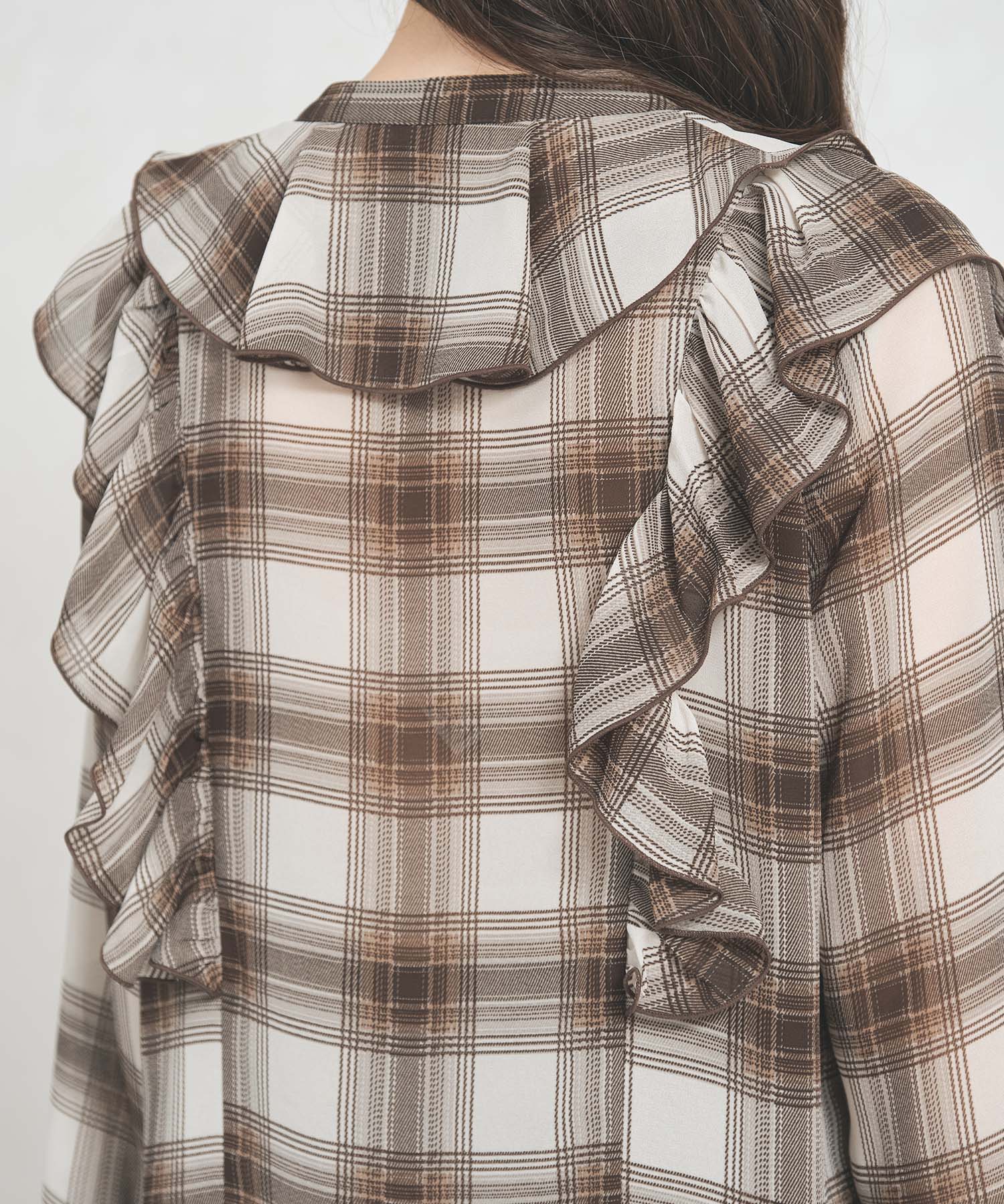 トランテアン ソン ドゥ モード 31 Sons de mode WEB限定 フリルチェックブラウス TT558103 （BROWN） BROWN