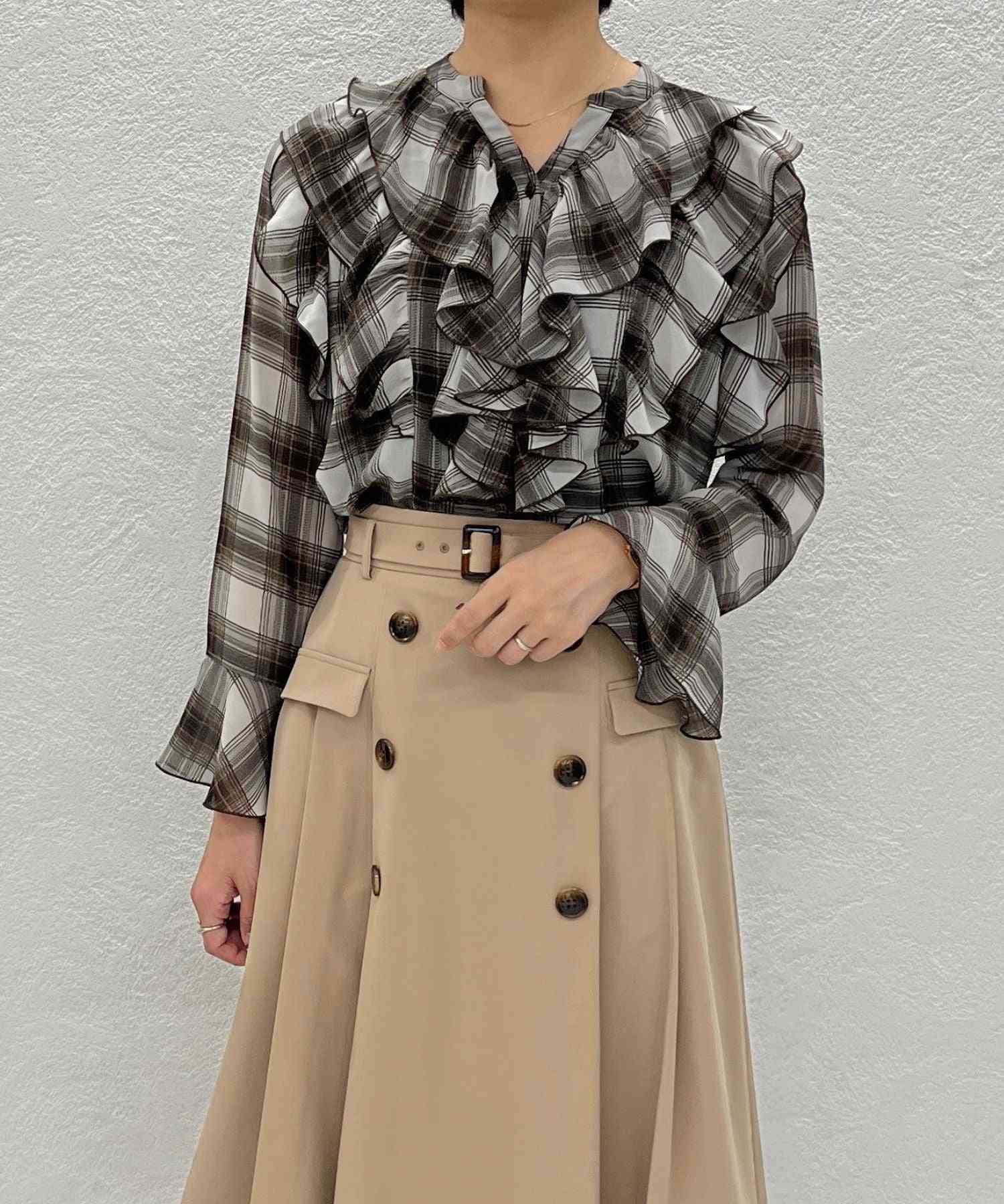 トランテアン ソン ドゥ モード 31 Sons de mode WEB限定 フリルチェックブラウス TT558103 （BROWN） BROWN