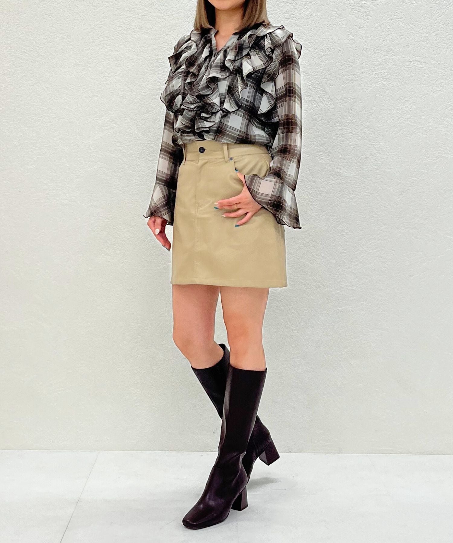 トランテアン ソン ドゥ モード 31 Sons de mode WEB限定 フリルチェックブラウス TT558103 （BROWN） BROWN