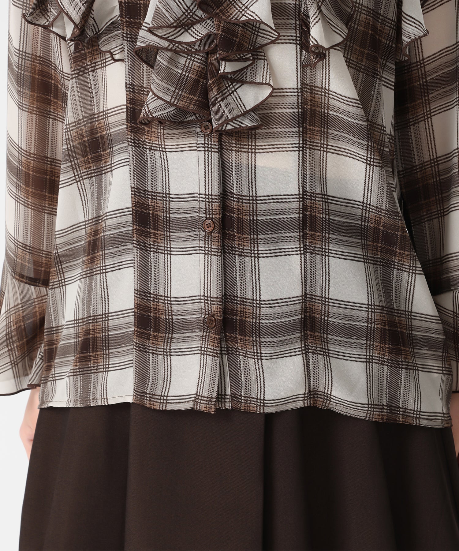 トランテアン ソン ドゥ モード 31 Sons de mode WEB限定 フリルチェックブラウス TT558103 （BROWN） BROWN