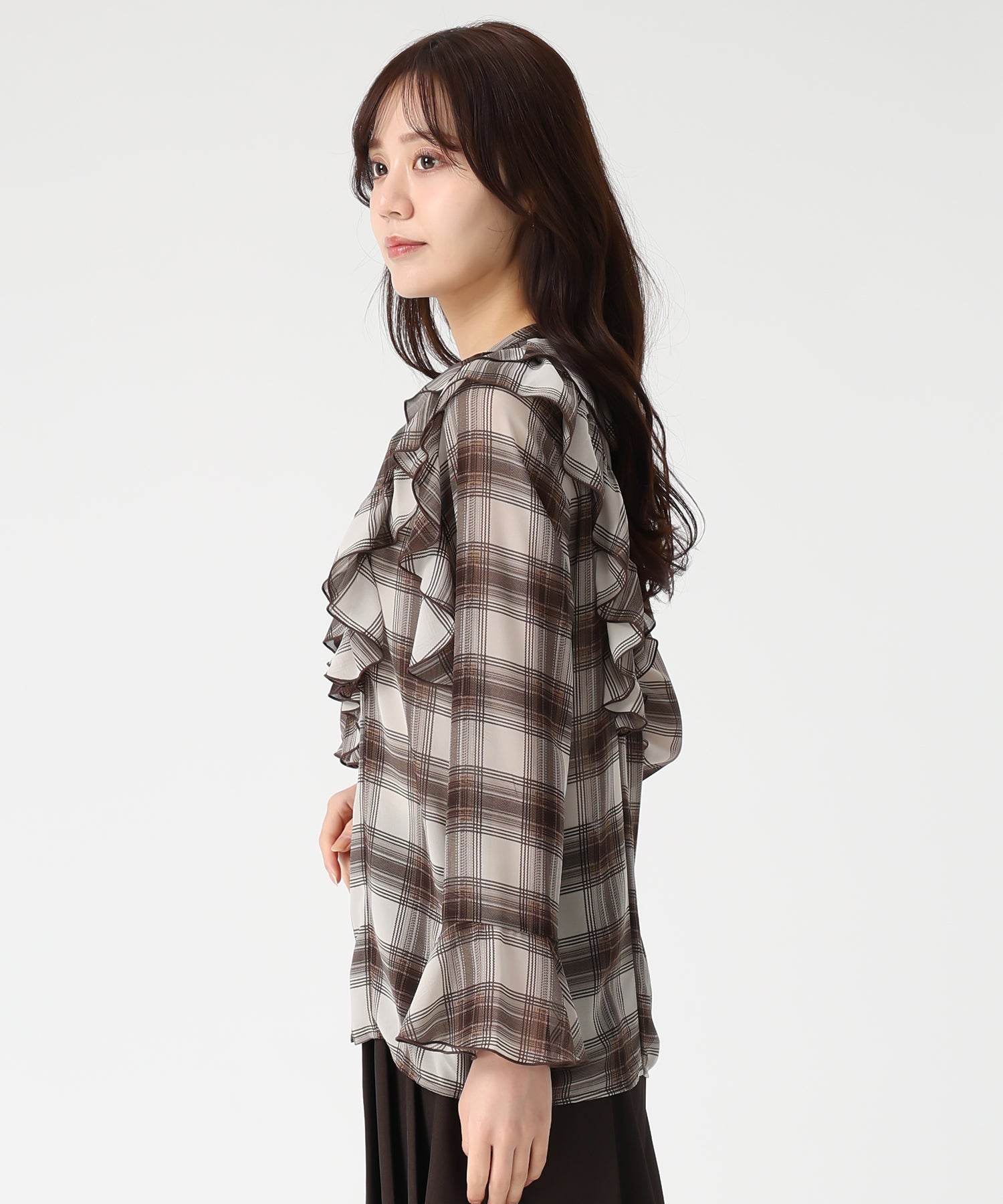 トランテアン ソン ドゥ モード 31 Sons de mode WEB限定 フリルチェックブラウス TT558103 （BROWN） BROWN