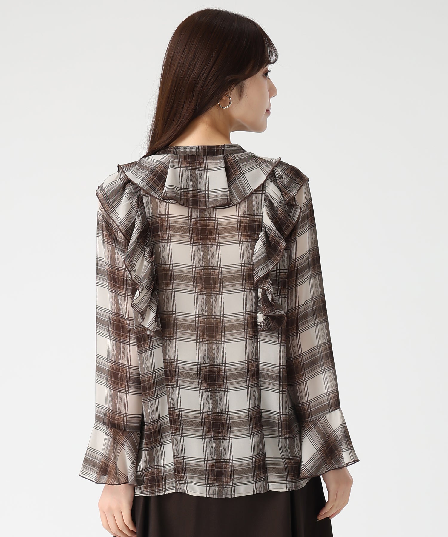 トランテアン ソン ドゥ モード 31 Sons de mode WEB限定 フリルチェックブラウス TT558103 （BROWN） BROWN