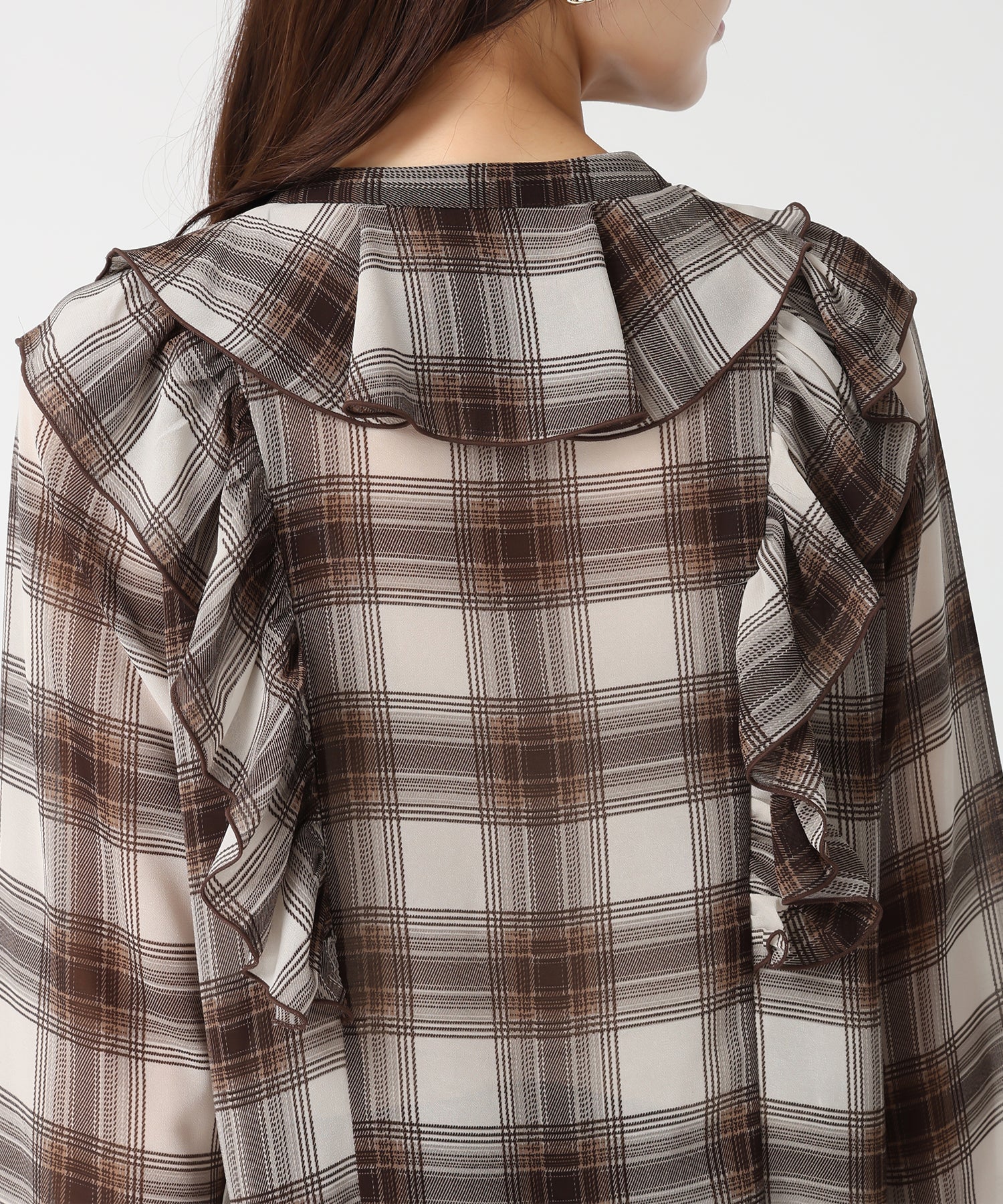 トランテアン ソン ドゥ モード 31 Sons de mode WEB限定 フリルチェックブラウス TT558103 （BROWN） BROWN