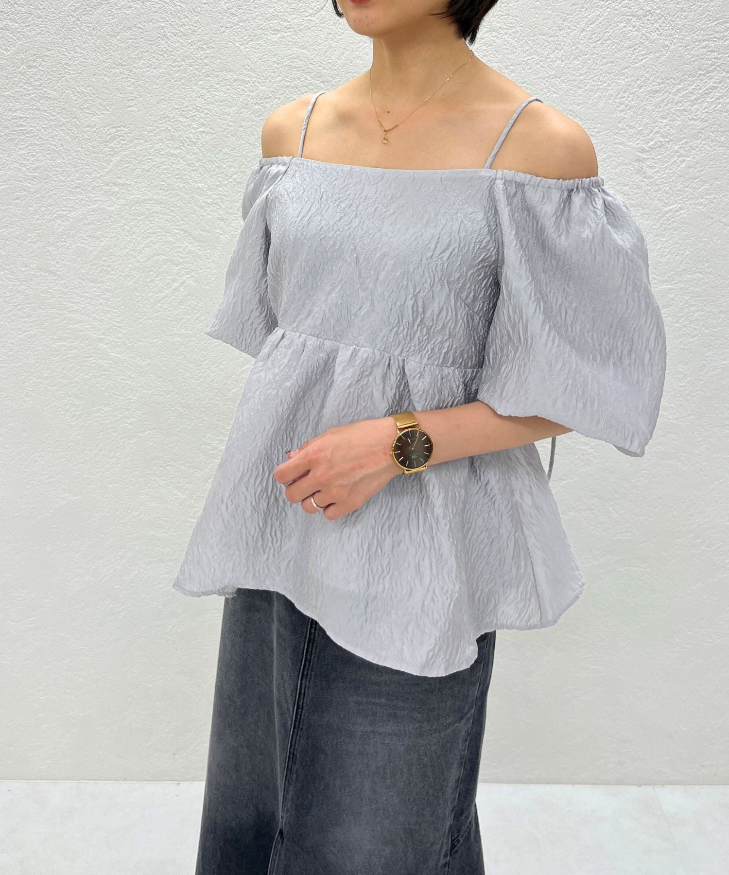 トランテアン ソン ドゥ モード 31 Sons de mode WEB限定 2wayオフショルジャガードブラウス TT558101 （GREY） GREY