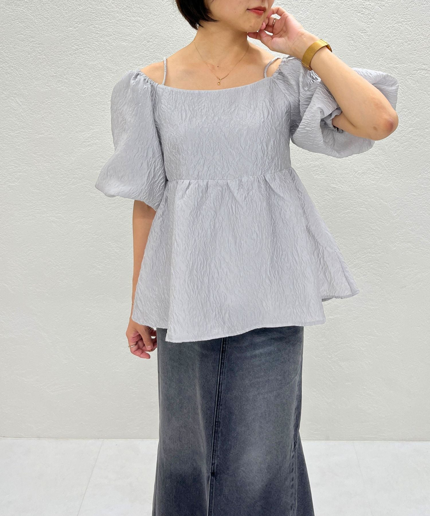 トランテアン ソン ドゥ モード 31 Sons de mode WEB限定 2wayオフショルジャガードブラウス TT558101 （GREY） GREY