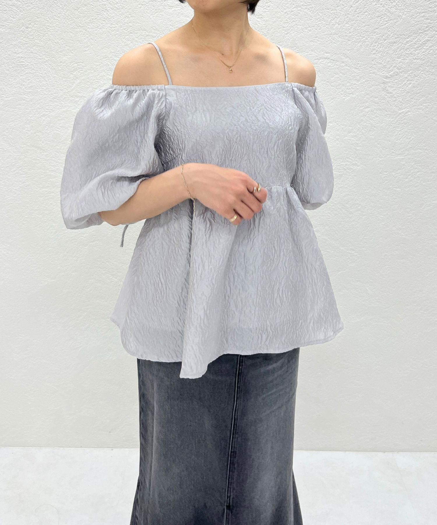 トランテアン ソン ドゥ モード 31 Sons de mode WEB限定 2wayオフショルジャガードブラウス TT558101 （GREY） GREY