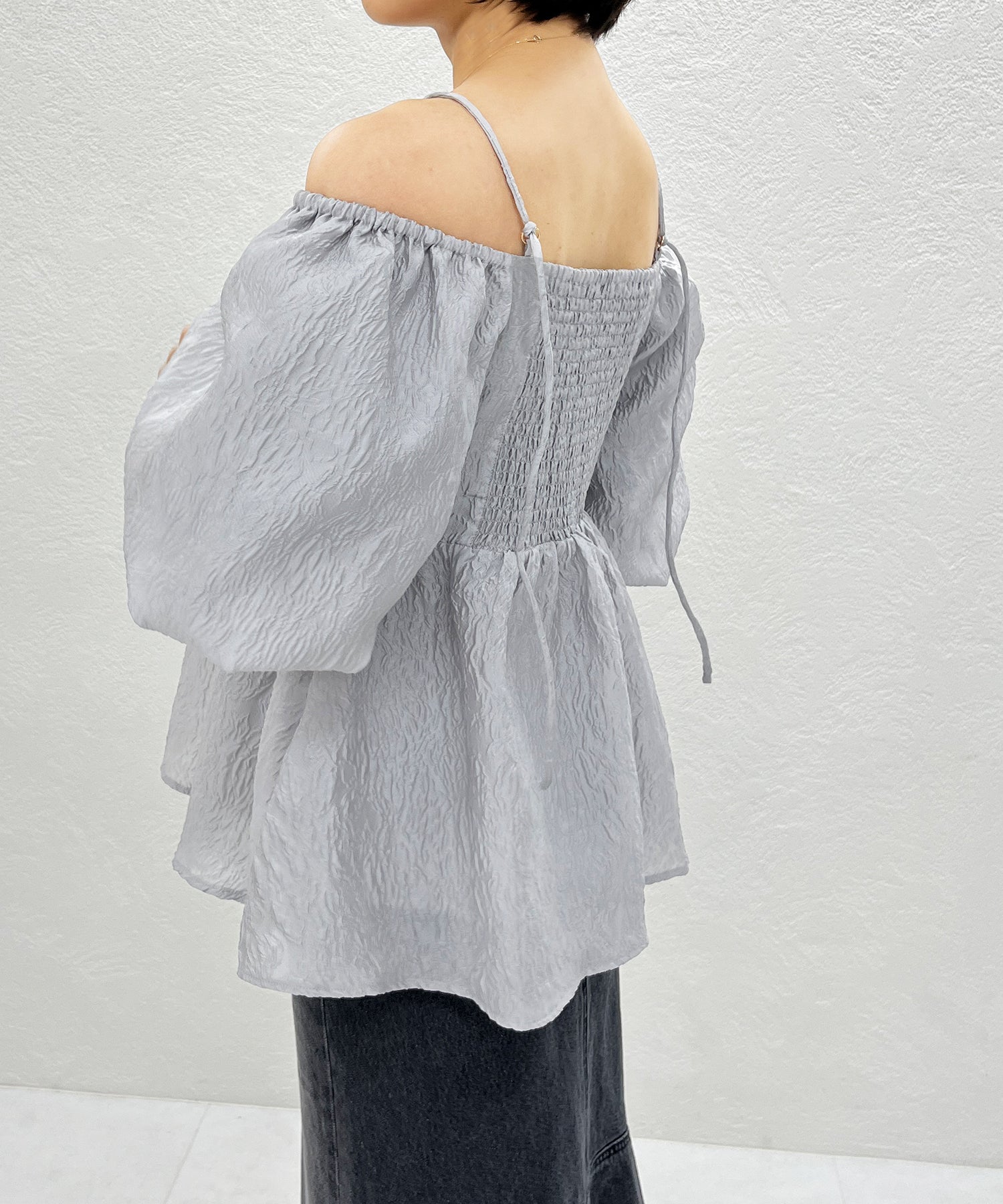 トランテアン ソン ドゥ モード 31 Sons de mode WEB限定 2wayオフショルジャガードブラウス TT558101 （GREY） GREY