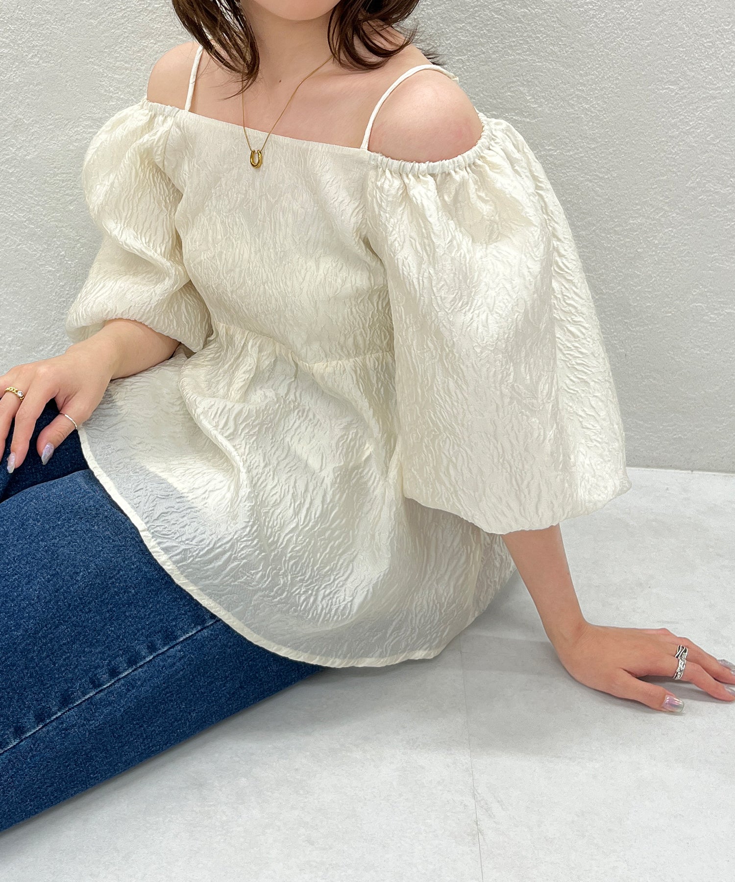 トランテアン ソン ドゥ モード 31 Sons de mode WEB限定 2wayオフショルジャガードブラウス TT558101 （IVORY） IVORY