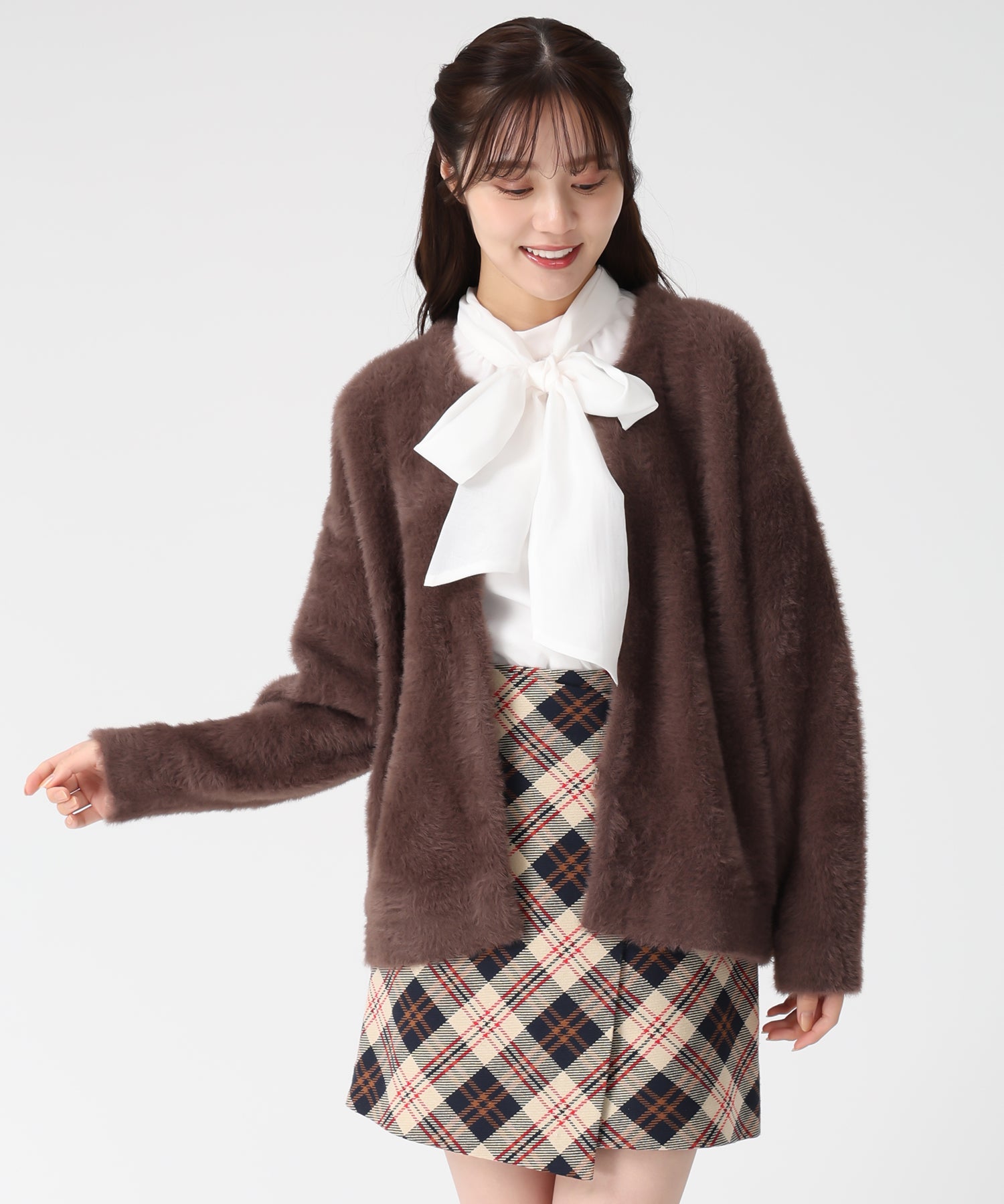 トランテアン ソン ドゥ モード 31 Sons de mode 2025秋冬新作 シャギーコーディガン TT538503 （BROWN） BROWN