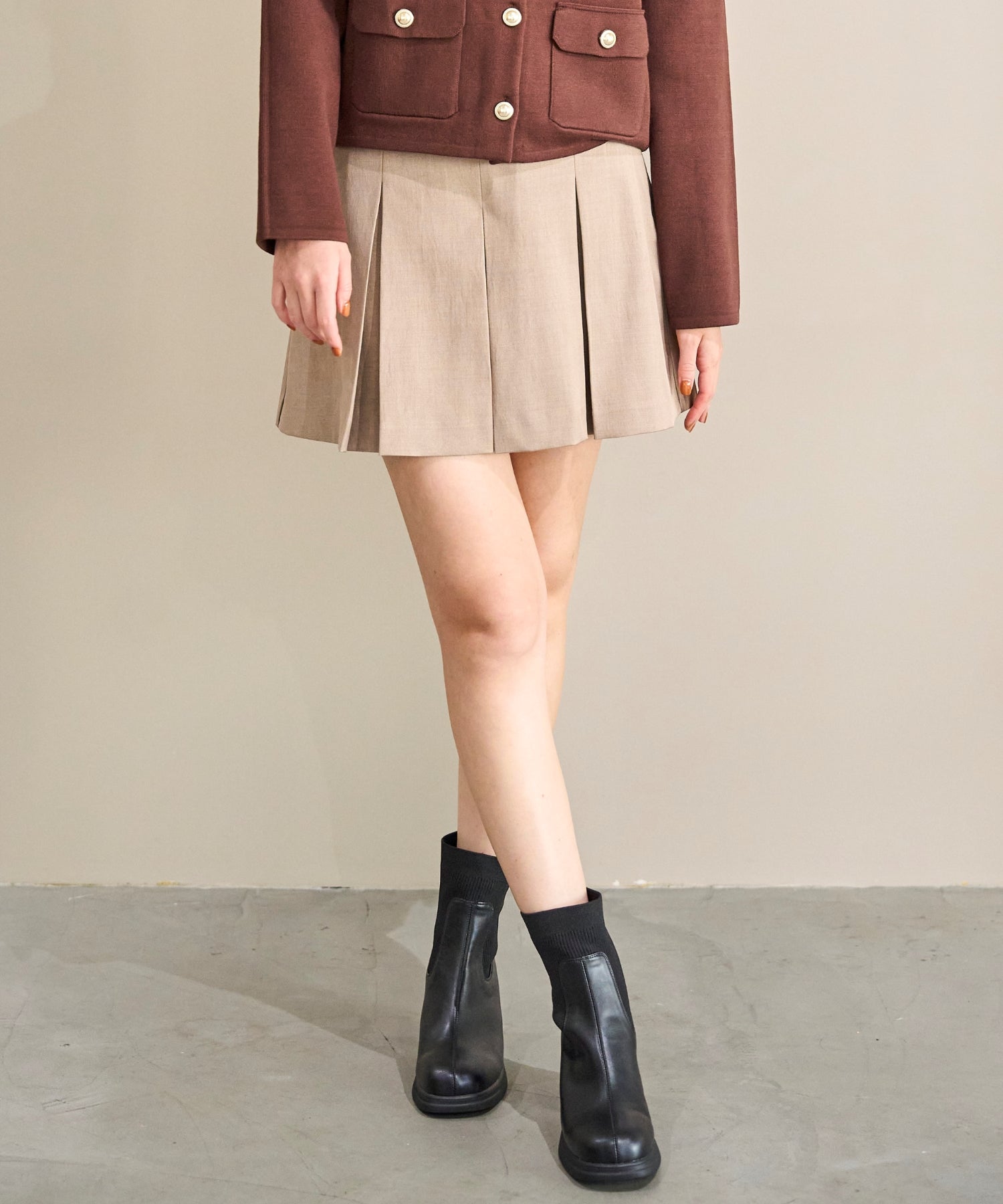 トランテアン ソン ドゥ モード 31 Sons de mode 2025秋冬新作 ベルト付きタックスカショーパン TT537306 （BEIGE） BEIGE