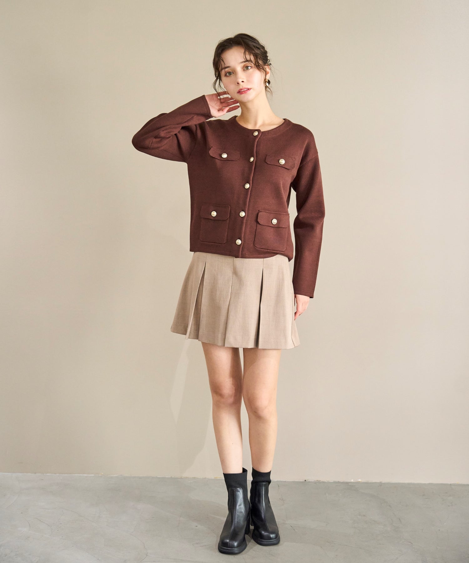 トランテアン ソン ドゥ モード 31 Sons de mode 2025秋冬新作 ベルト付きタックスカショーパン TT537306 （BEIGE） BEIGE