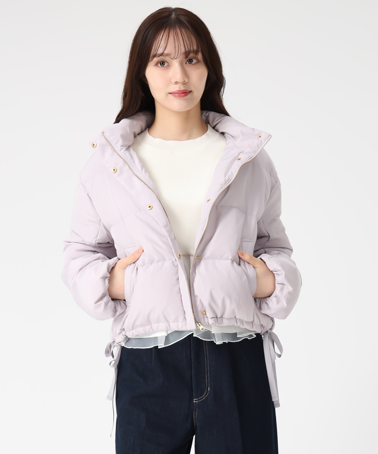 トランテアン ソン ドゥ モード 31 Sons de mode 2025秋冬新作 サイドリボンフード付ショートダウン TT548601 （LAVENDER） LAVENDER