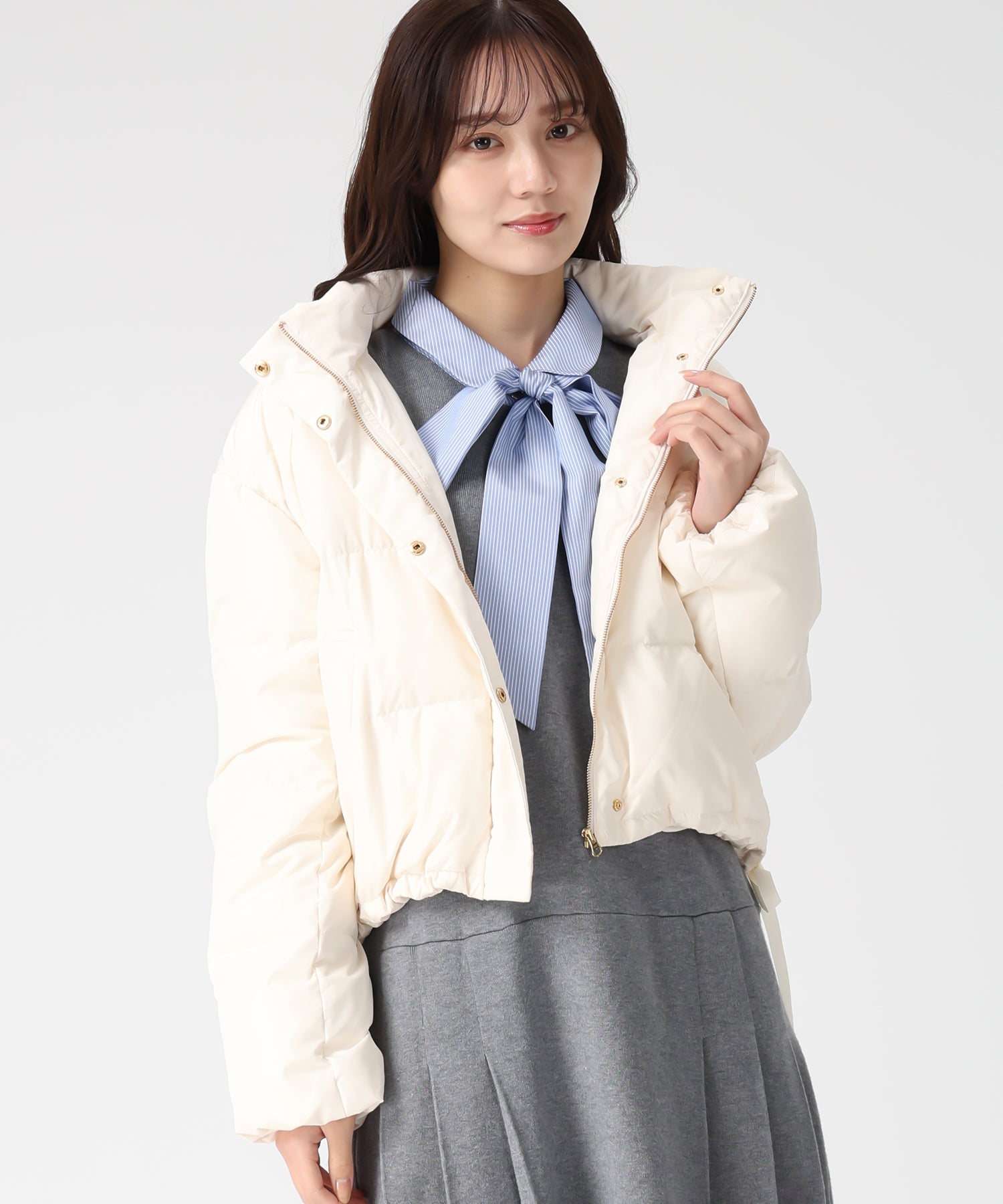 トランテアン ソン ドゥ モード 31 Sons de mode 2025秋冬新作 サイドリボンフード付ショートダウン TT548601 （IVORY） IVORY