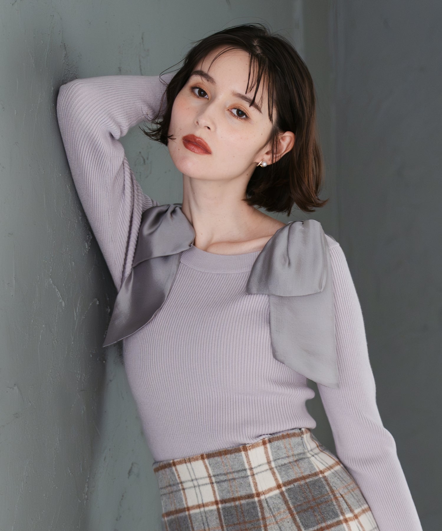 トランテアン ソン ドゥ モード 31 Sons de mode 2025秋冬新作 肩リボンシアーニット TT548304 （LAVENDER） LAVENDER