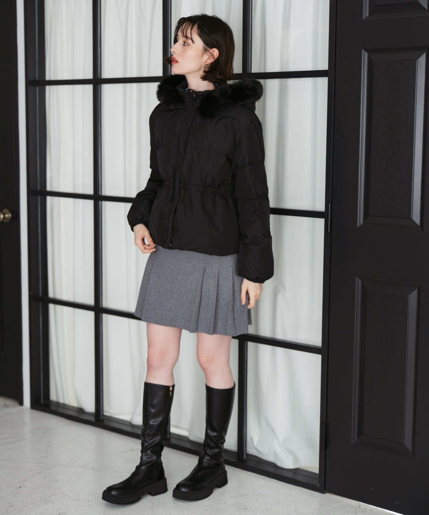 トランテアン ソン ドゥ モード 31 Sons de mode 2025秋冬新作 フードファー付ショートダウン TT548602 （BLACK） BLACK