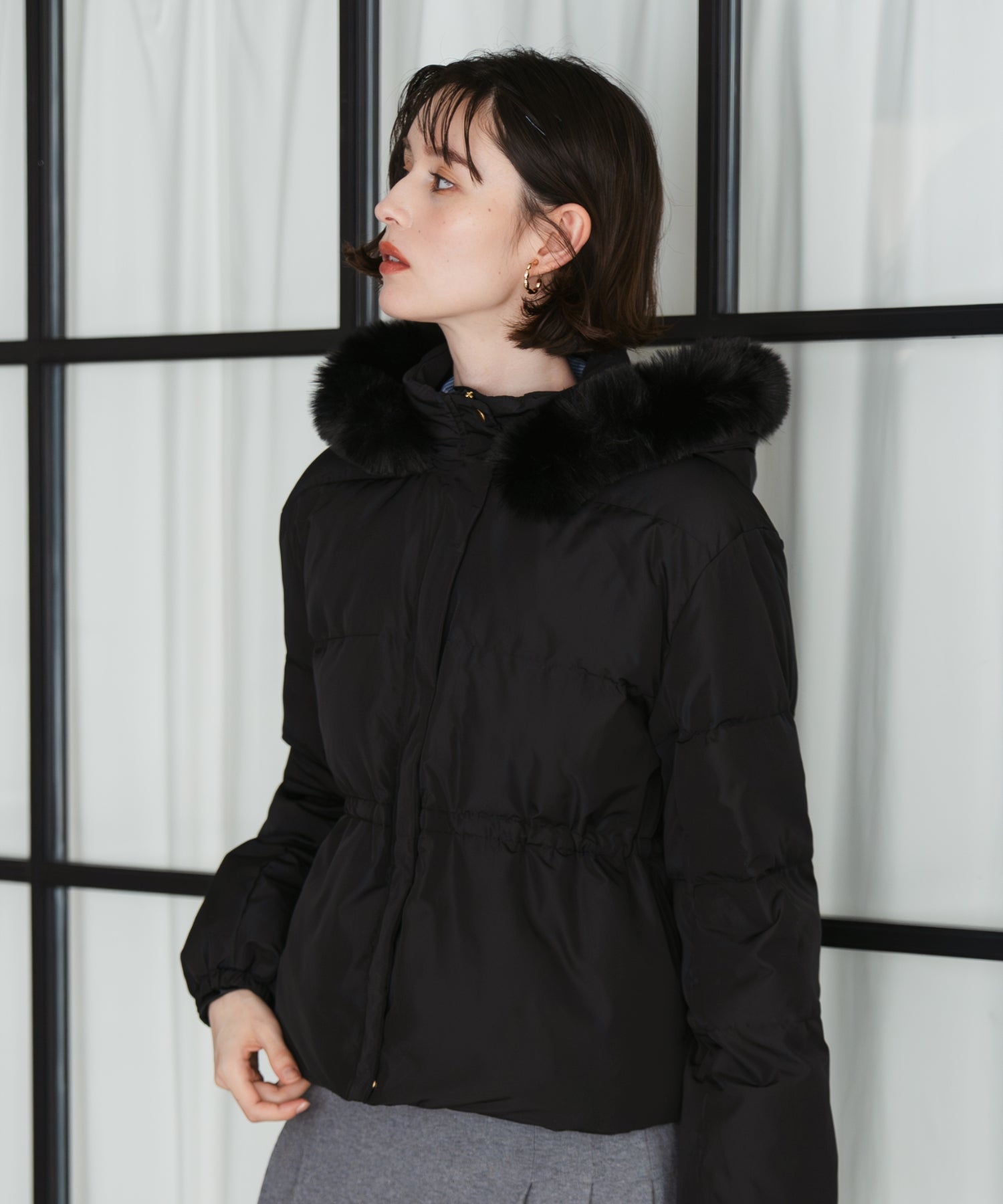 トランテアン ソン ドゥ モード 31 Sons de mode 2025秋冬新作 フードファー付ショートダウン TT548602 （BLACK） BLACK