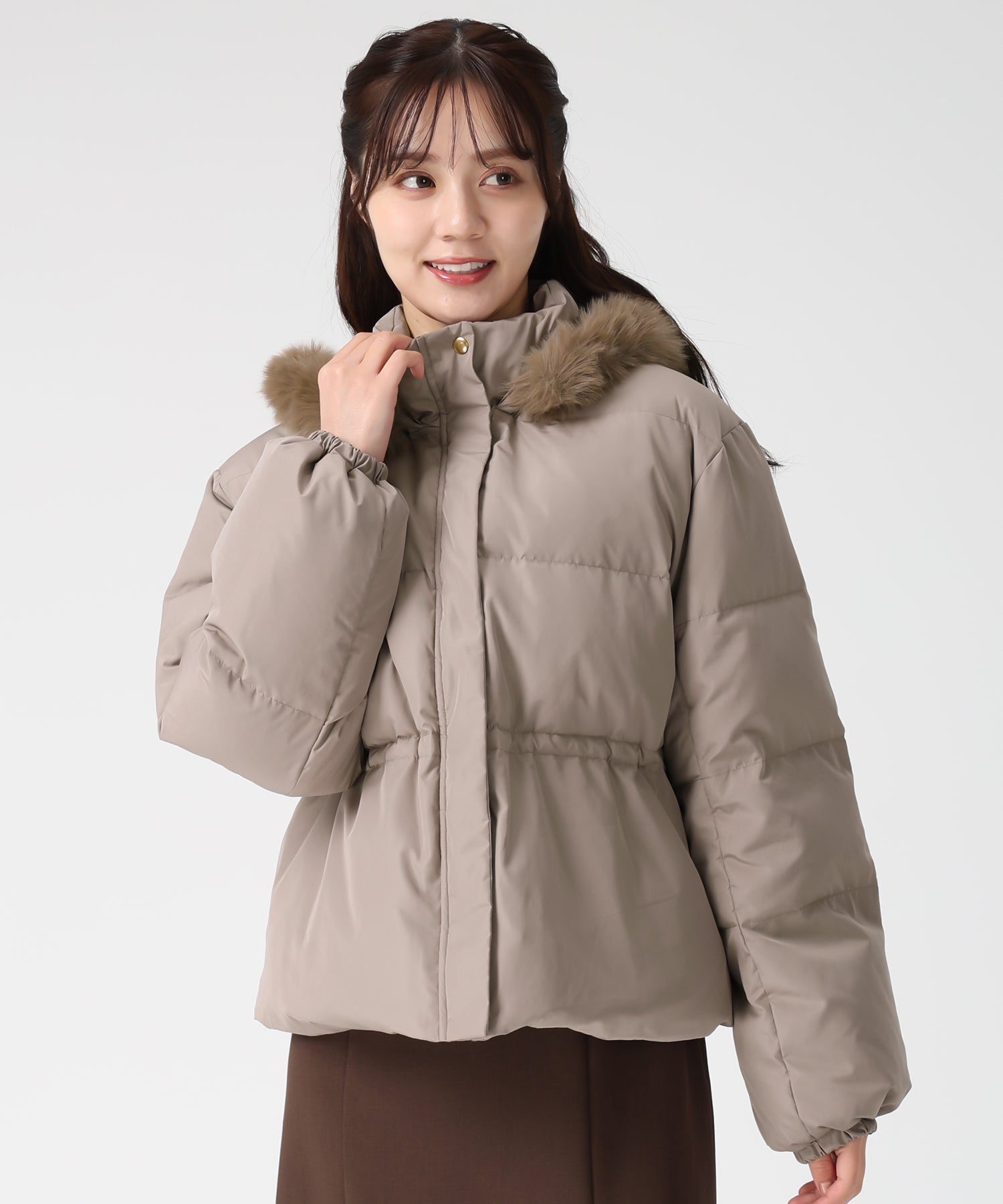 トランテアン ソン ドゥ モード 31 Sons de mode 2025秋冬新作 フードファー付ショートダウン TT548602 （MOCHA） MOCHA