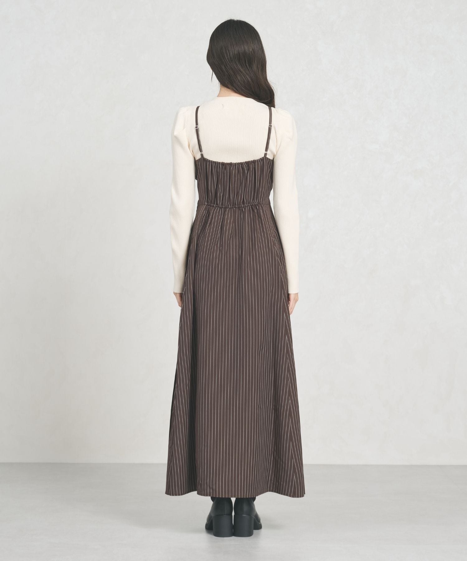 トランテアン ソン ドゥ モード 31 Sons de mode 2025秋冬新作 ストライプリボンキャミワンピース TT557402 （BROWN） BROWN