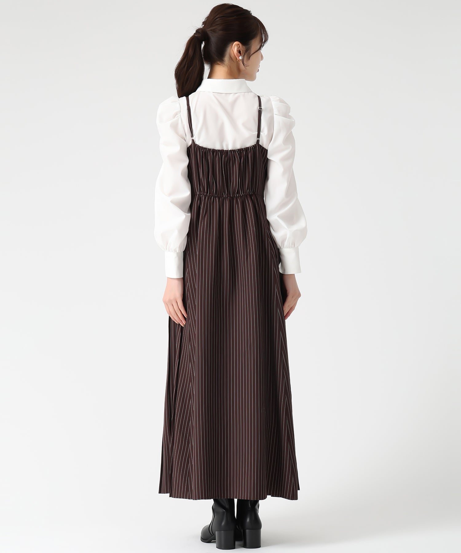 トランテアン ソン ドゥ モード 31 Sons de mode 2025秋冬新作 ストライプリボンキャミワンピース TT557402 （BROWN） BROWN