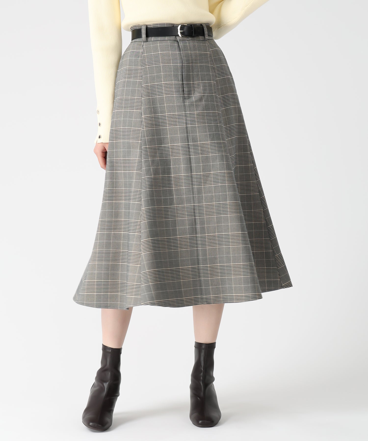 トランテアン ソン ドゥ モード 31 Sons de mode 2025秋冬新作 ベルト付きミディフレアスカート TT547209 （BROWN系） BROWN系