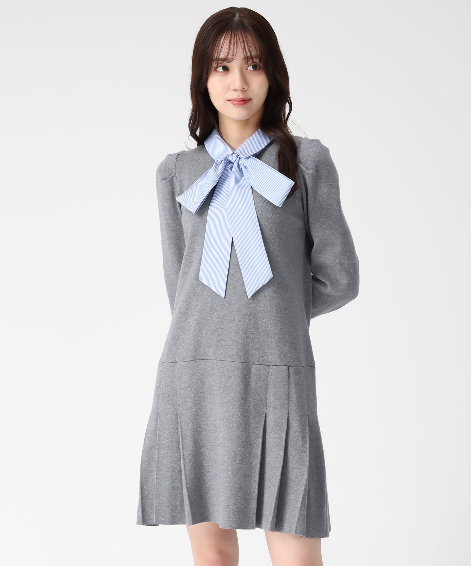 トランテアン ソン ドゥ モード 31 Sons de mode 2025秋冬新作 襟付きミニニットワンピース TT547406 （GREY） GREY