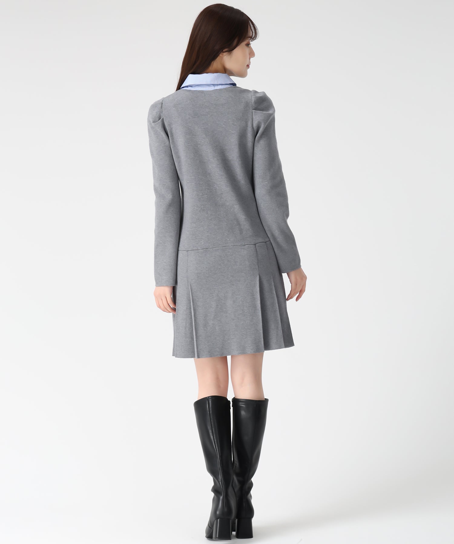 トランテアン ソン ドゥ モード 31 Sons de mode 2025秋冬新作 襟付きミニニットワンピース TT547406 （GREY） GREY