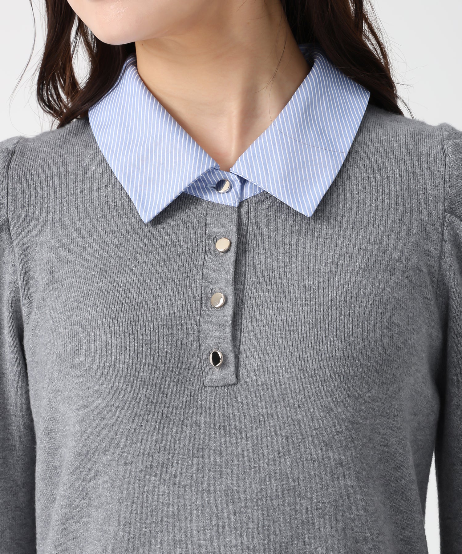 トランテアン ソン ドゥ モード 31 Sons de mode 2025秋冬新作 襟付きミニニットワンピース TT547406 （GREY） GREY