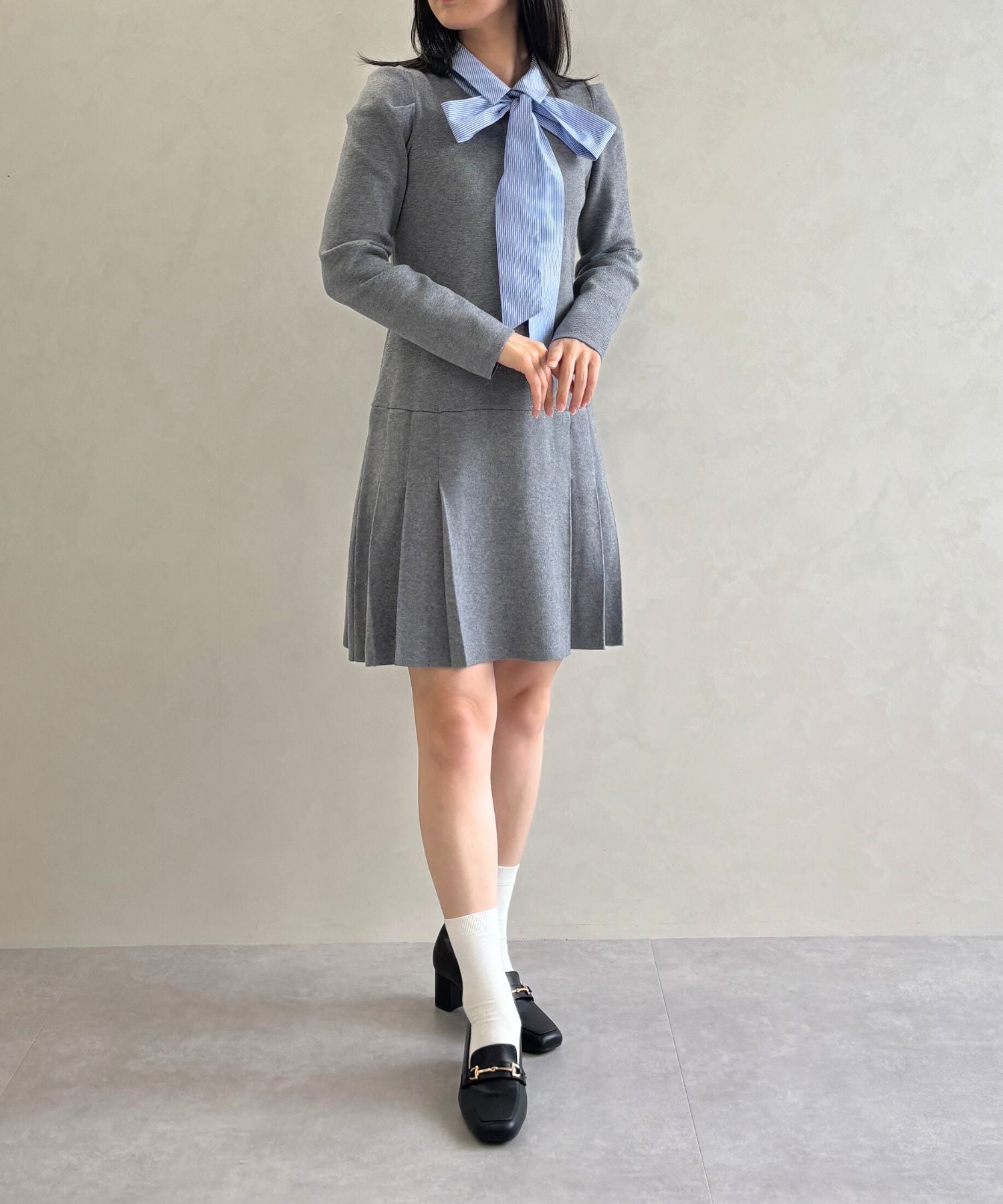 トランテアン ソン ドゥ モード 31 Sons de mode 2025秋冬新作 襟付きミニニットワンピース TT547406 （GREY） GREY