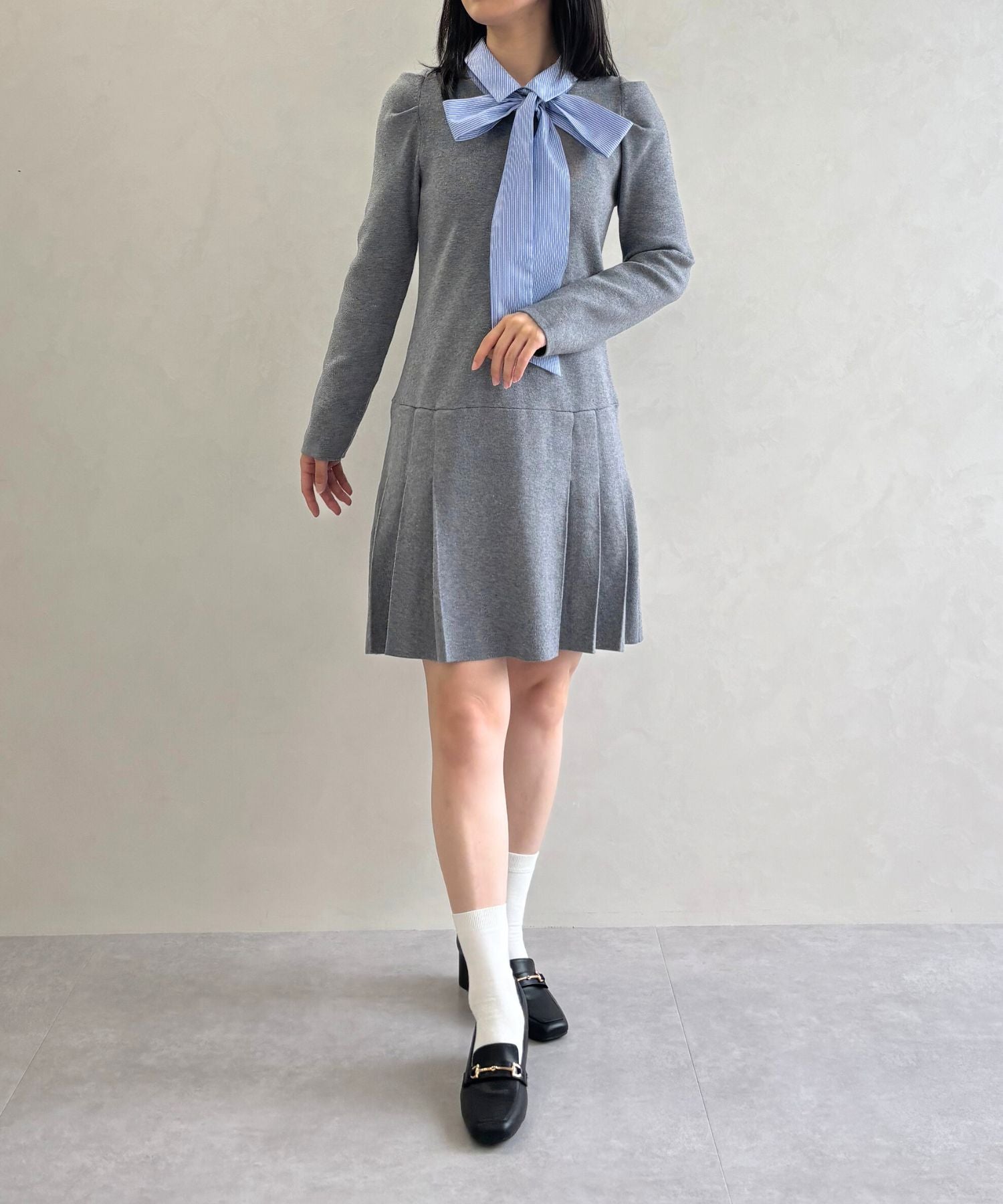 トランテアン ソン ドゥ モード 31 Sons de mode 2025秋冬新作 襟付きミニニットワンピース TT547406 （GREY） GREY