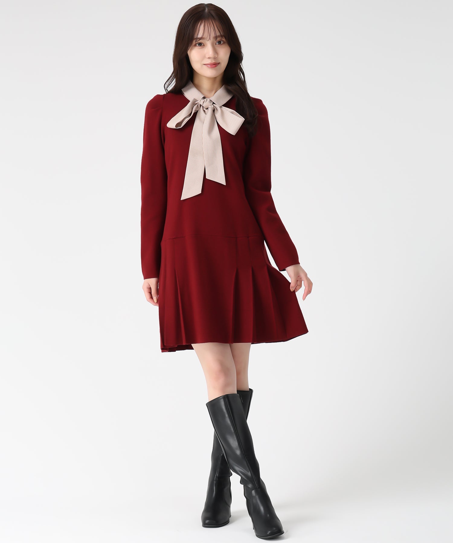 トランテアン ソン ドゥ モード 31 Sons de mode 2025秋冬新作 襟付きミニニットワンピース TT547406 （RED系） RED系