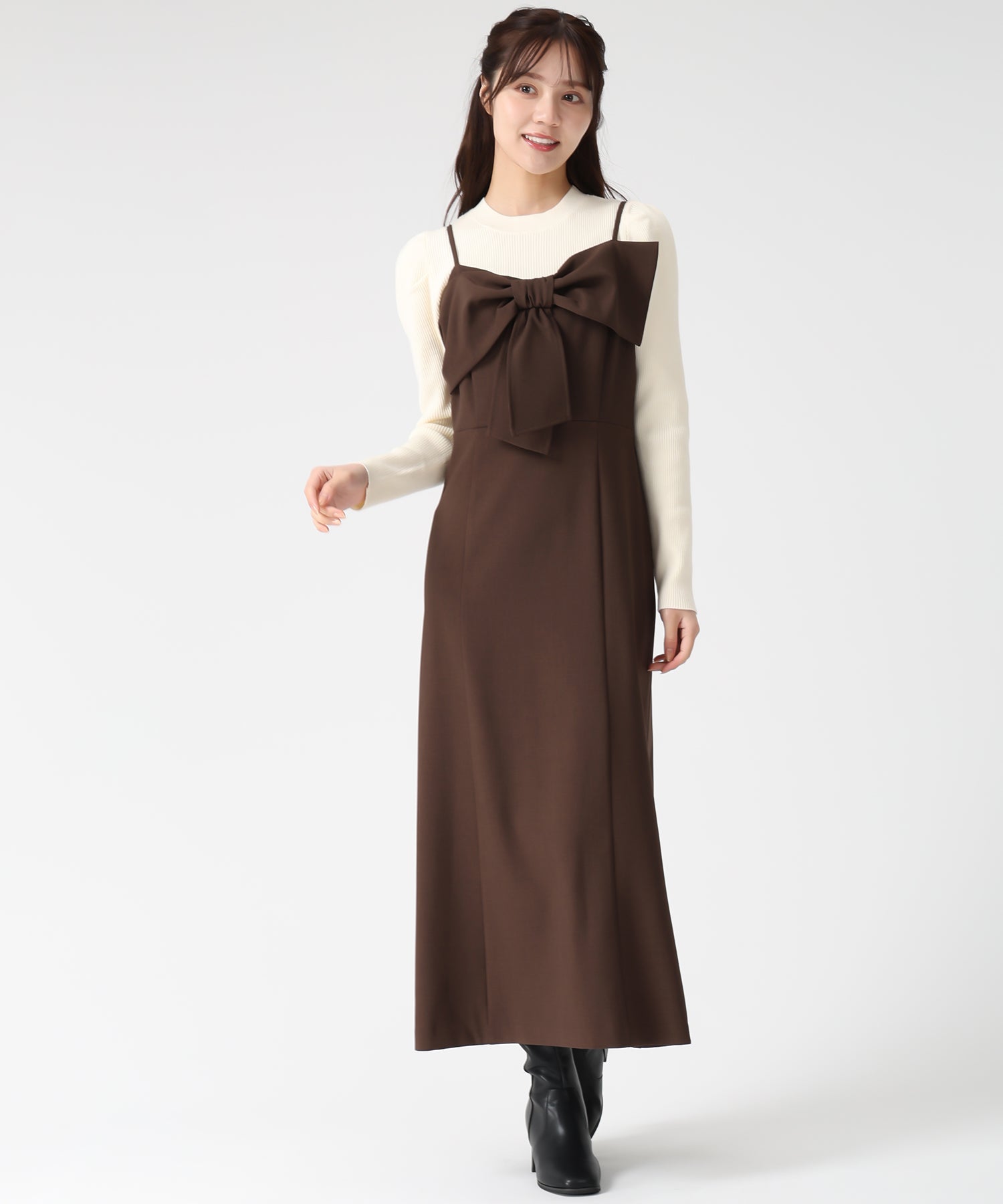 トランテアン ソン ドゥ モード 31 Sons de mode 2025秋冬新作 ニットセットリボンモチーフジャンスカ TT547403 （BROWN） BROWN