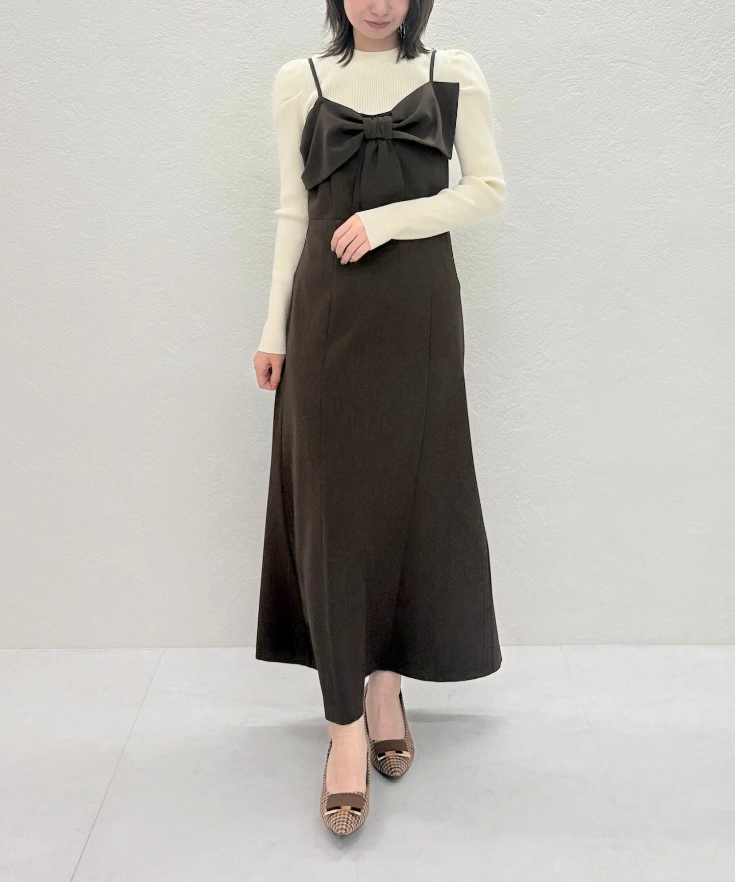 トランテアン ソン ドゥ モード 31 Sons de mode 2025秋冬新作 ニットセットリボンモチーフジャンスカ TT547403 （BROWN） BROWN