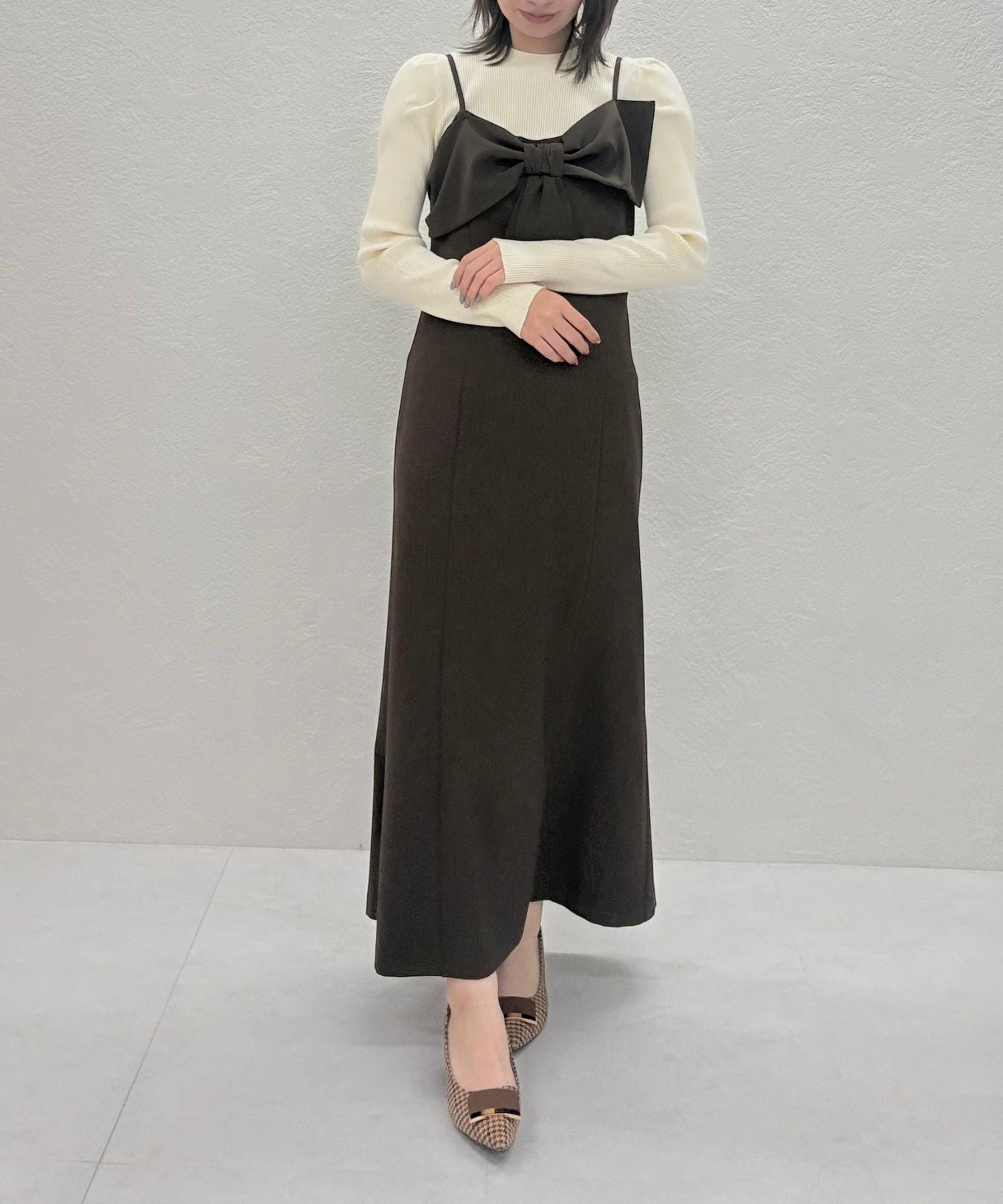 トランテアン ソン ドゥ モード 31 Sons de mode 2025秋冬新作 ニットセットリボンモチーフジャンスカ TT547403 （BROWN） BROWN