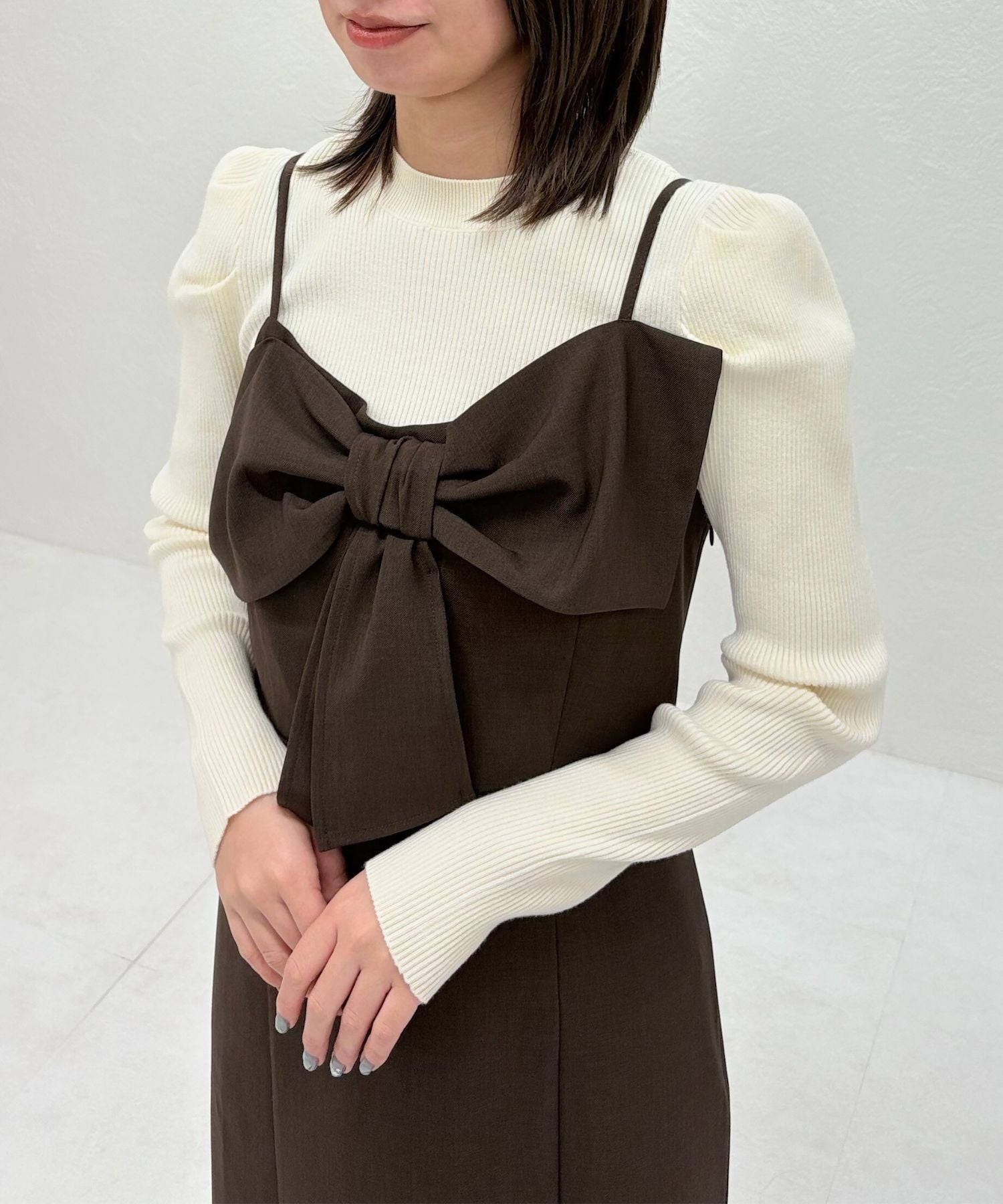 トランテアン ソン ドゥ モード 31 Sons de mode 2025秋冬新作 ニットセットリボンモチーフジャンスカ TT547403 （BROWN） BROWN