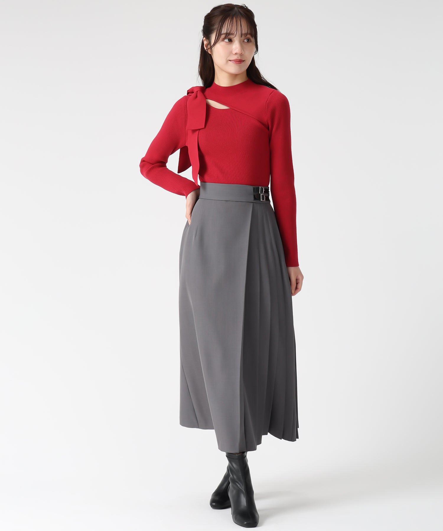 トランテアン ソン ドゥ モード 31 Sons de mode 2025秋冬新作 アシメカットリブニット TT548310 （BEIGE） BEIGE