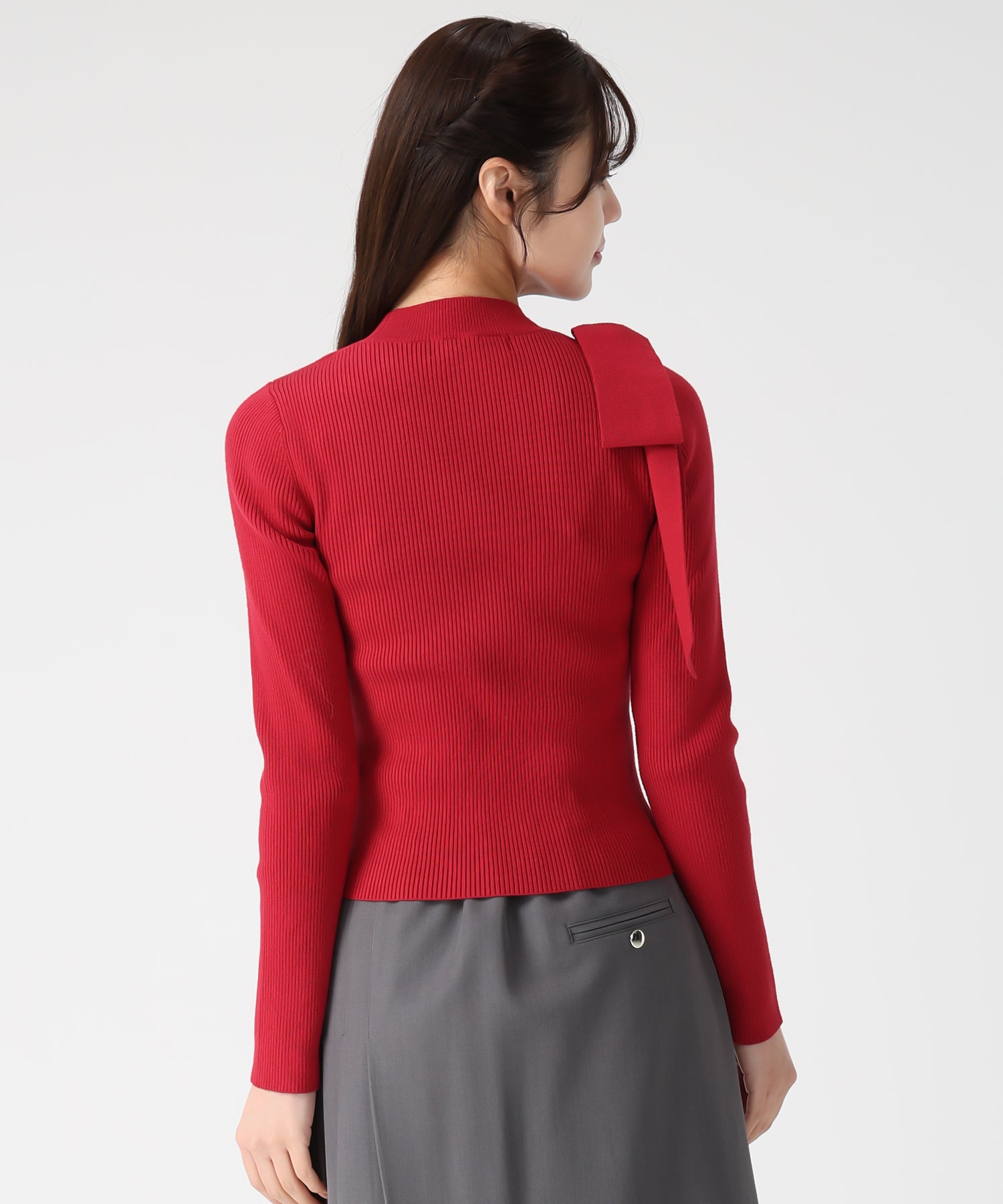 トランテアン ソン ドゥ モード 31 Sons de mode 2025秋冬新作 アシメカットリブニット TT548310 （BEIGE） BEIGE