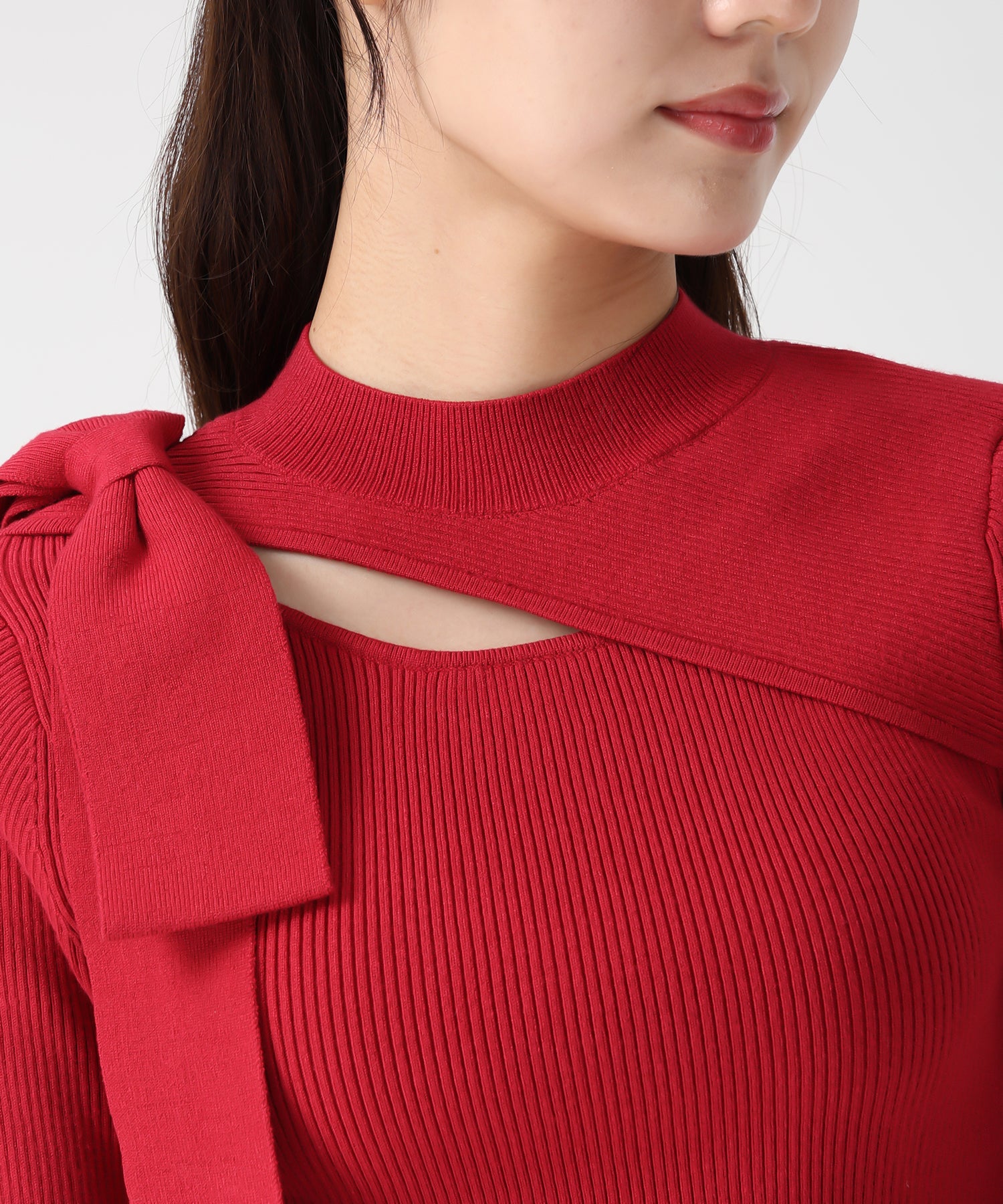 トランテアン ソン ドゥ モード 31 Sons de mode 2025秋冬新作 アシメカットリブニット TT548310 （BEIGE） BEIGE