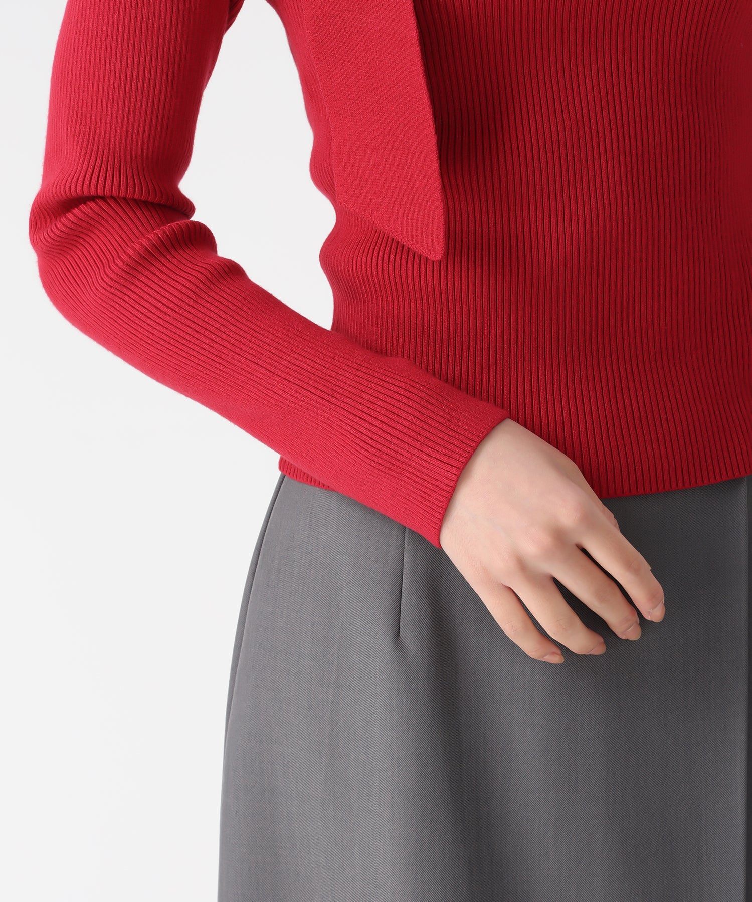 トランテアン ソン ドゥ モード 31 Sons de mode 2025秋冬新作 アシメカットリブニット TT548310 （BEIGE） BEIGE