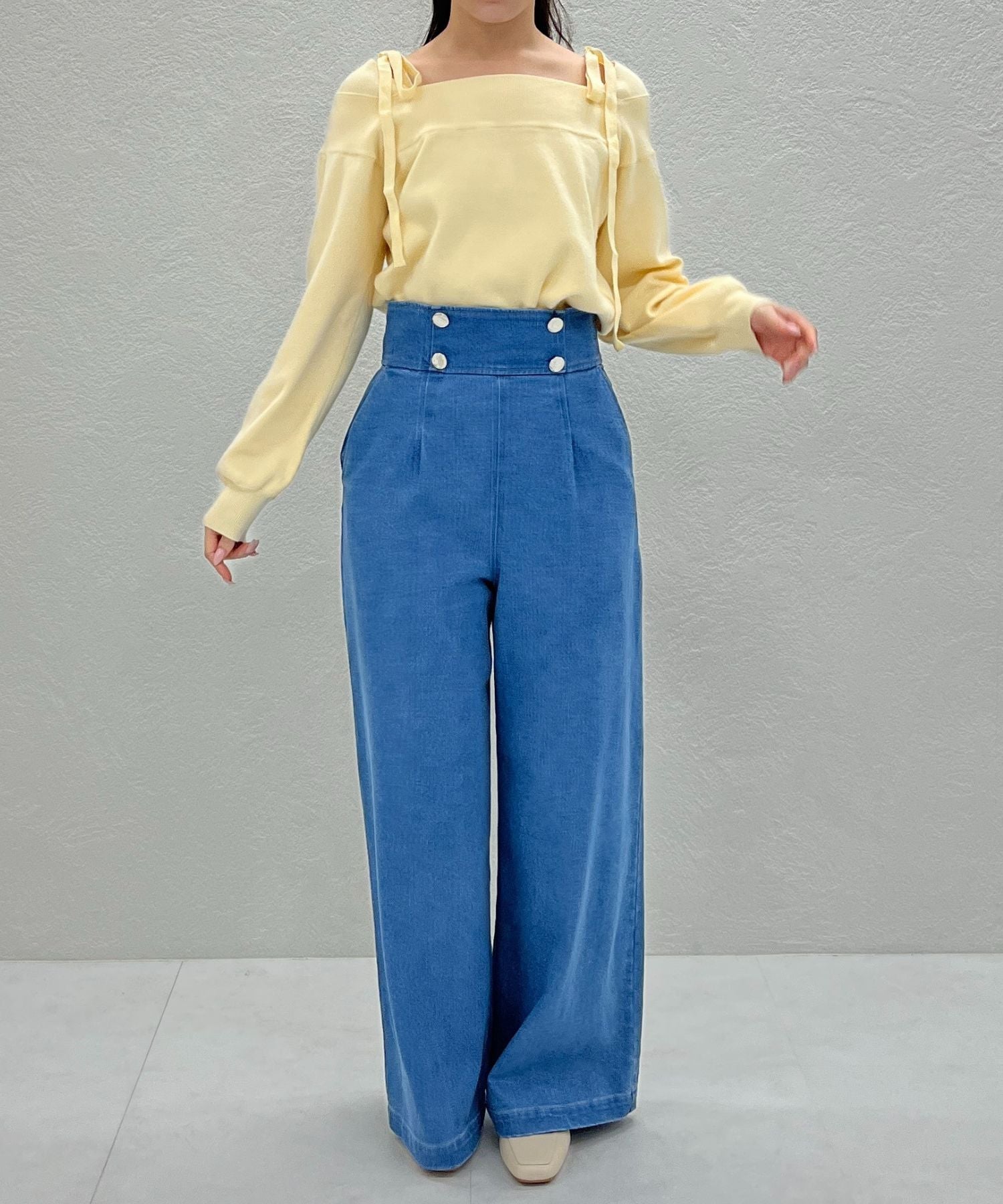 トランテアン ソン ドゥ モード 31 Sons de mode 2025秋冬新作 レースオフショルダーニット TT548314 （YELLOW） YELLOW