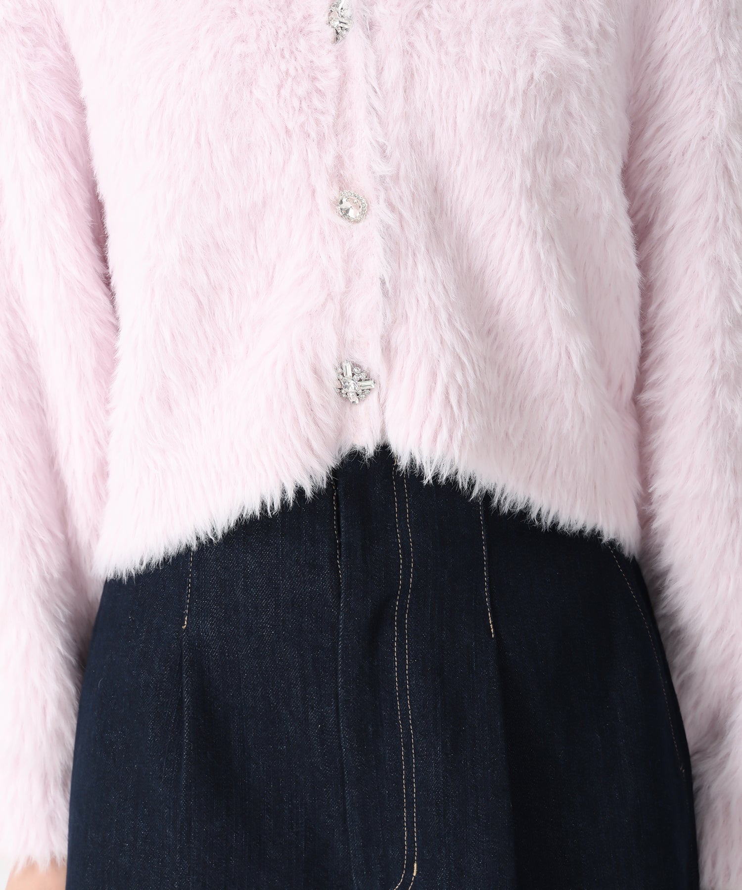 トランテアン ソン ドゥ モード 31 Sons de mode 2025秋冬新作 Vネックシャギーカーディガン TT548406 （L.BLUE） L.BLUE