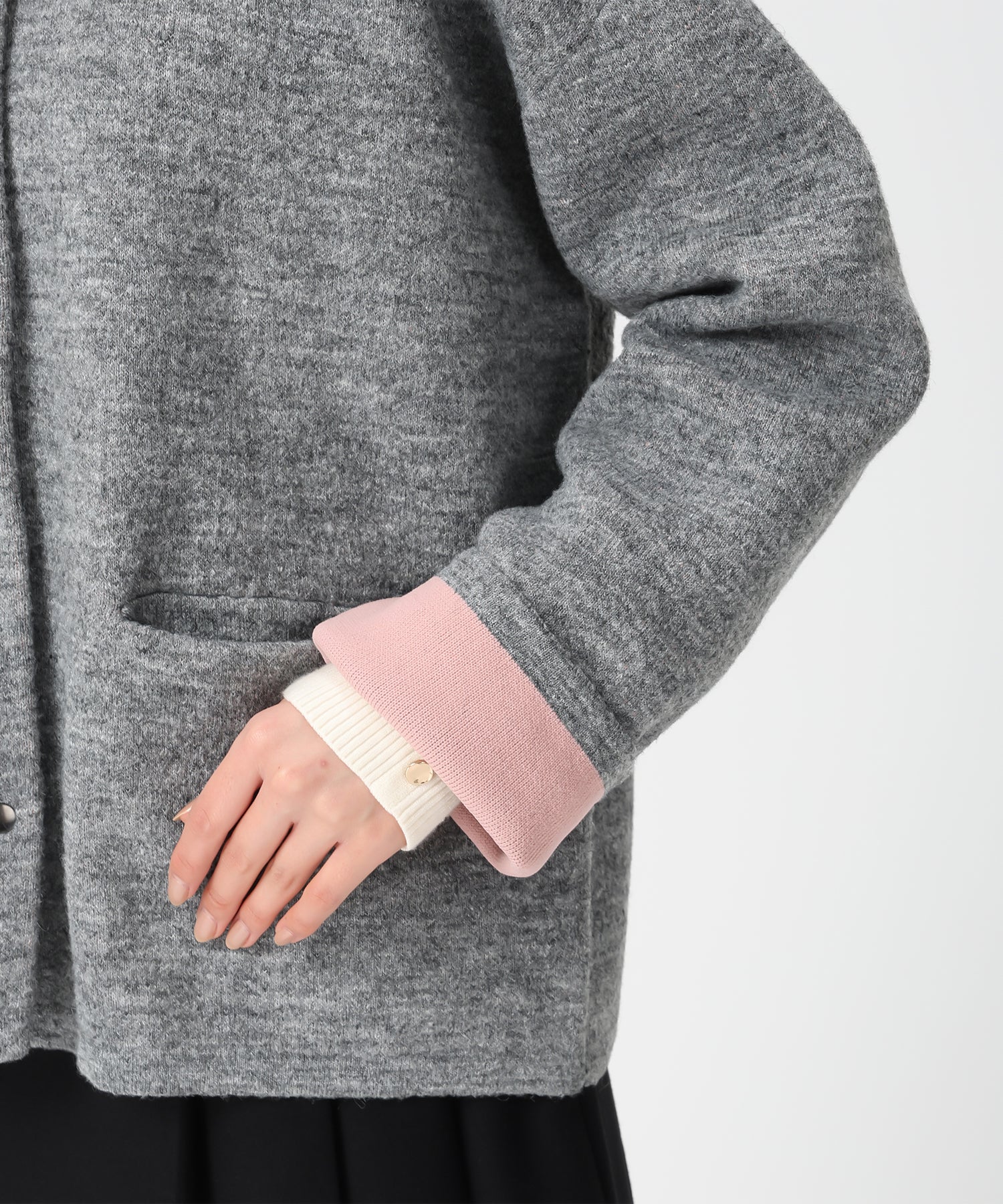 トランテアン ソン ドゥ モード 31 Sons de mode 2025秋冬新作 配色ニットカーディガン TT558401 （CH.GREY） CH.GREY