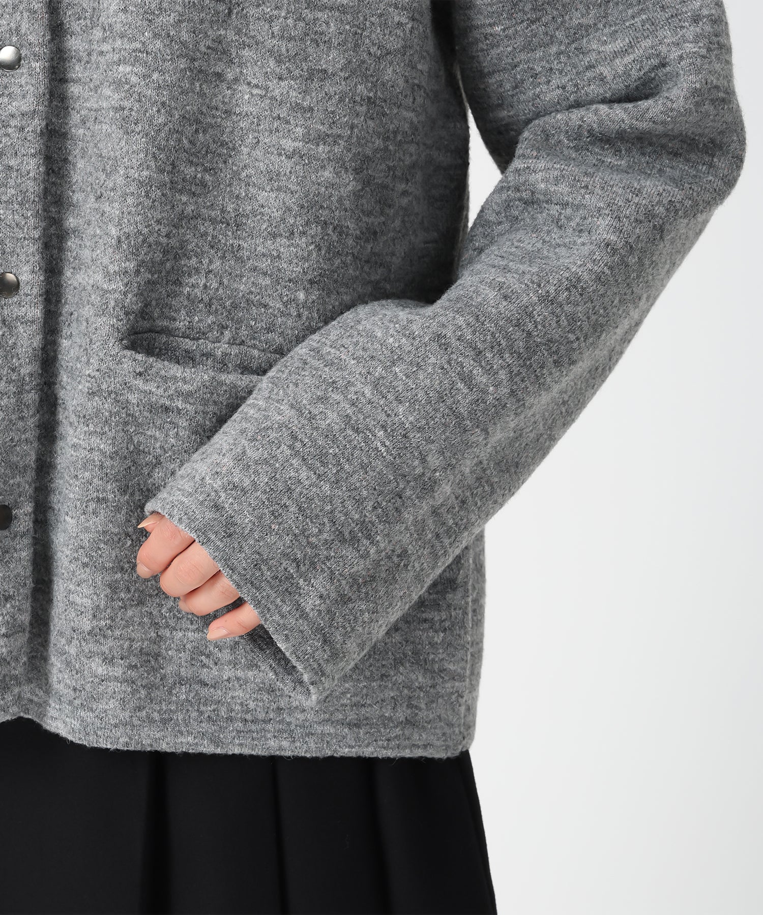 トランテアン ソン ドゥ モード 31 Sons de mode 2025秋冬新作 配色ニットカーディガン TT558401 （CH.GREY） CH.GREY